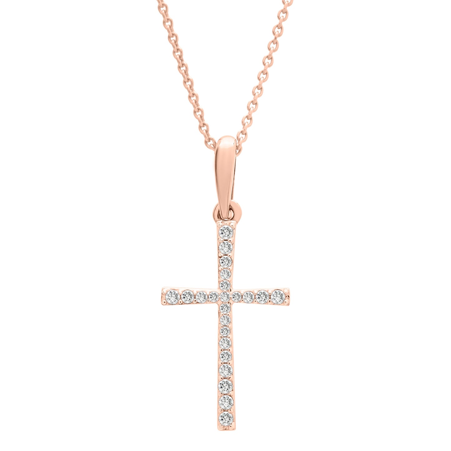 Paola Diamond Cross Pendant in Rose Gold