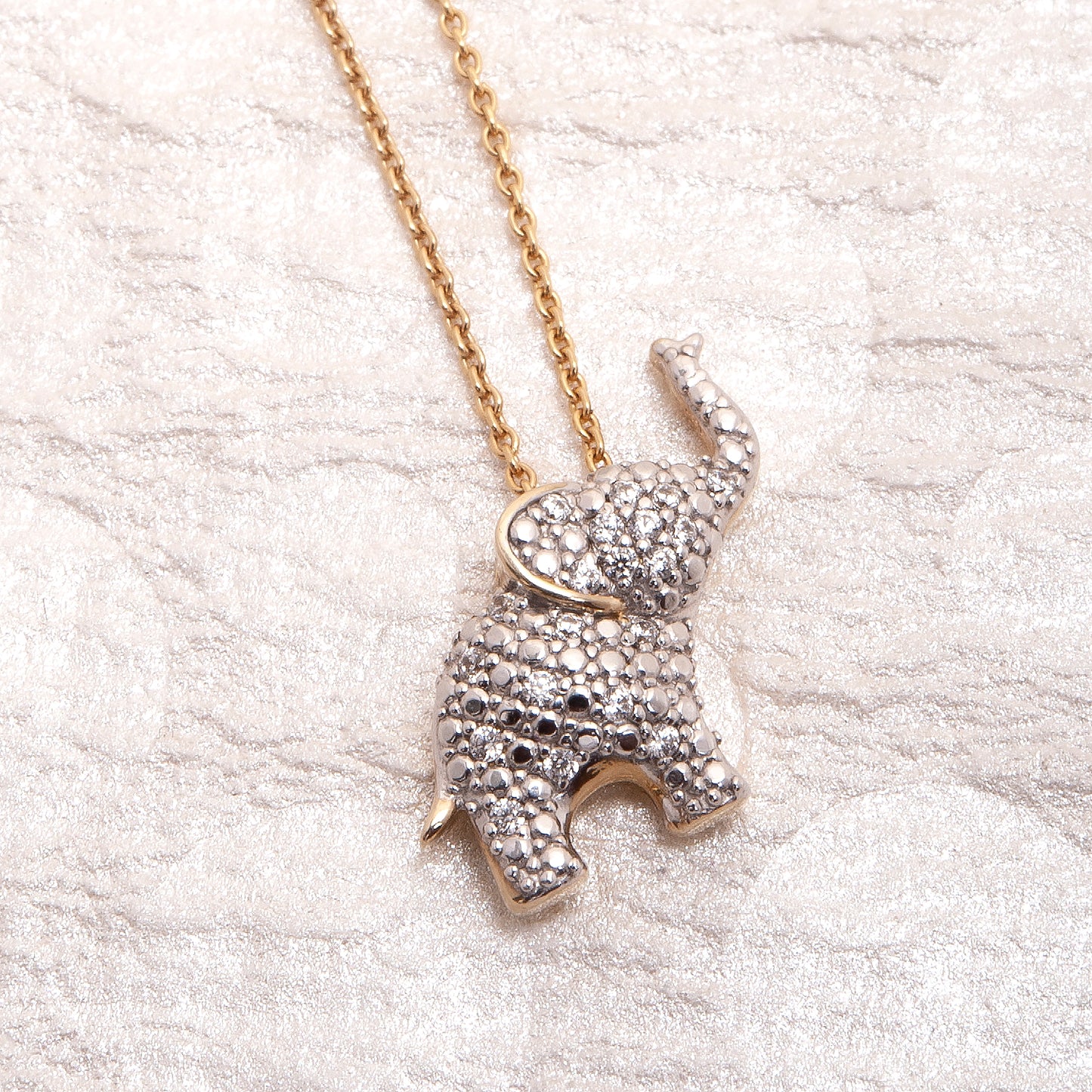 Princeton Diamond Elephant Pendant in Yellow Gold