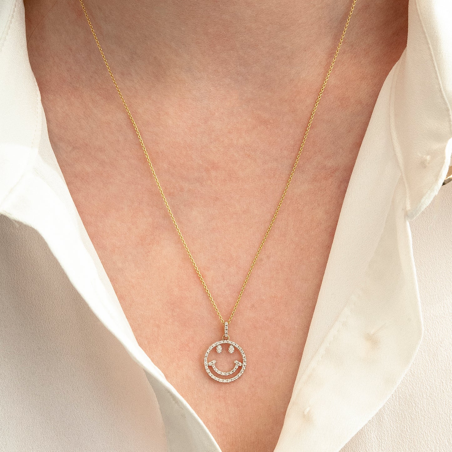 Pio Smiley Diamond Pendant for Neck
