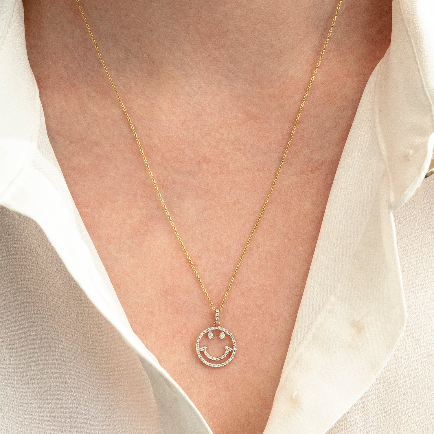 Pio Smiley Diamond Pendant for Neck