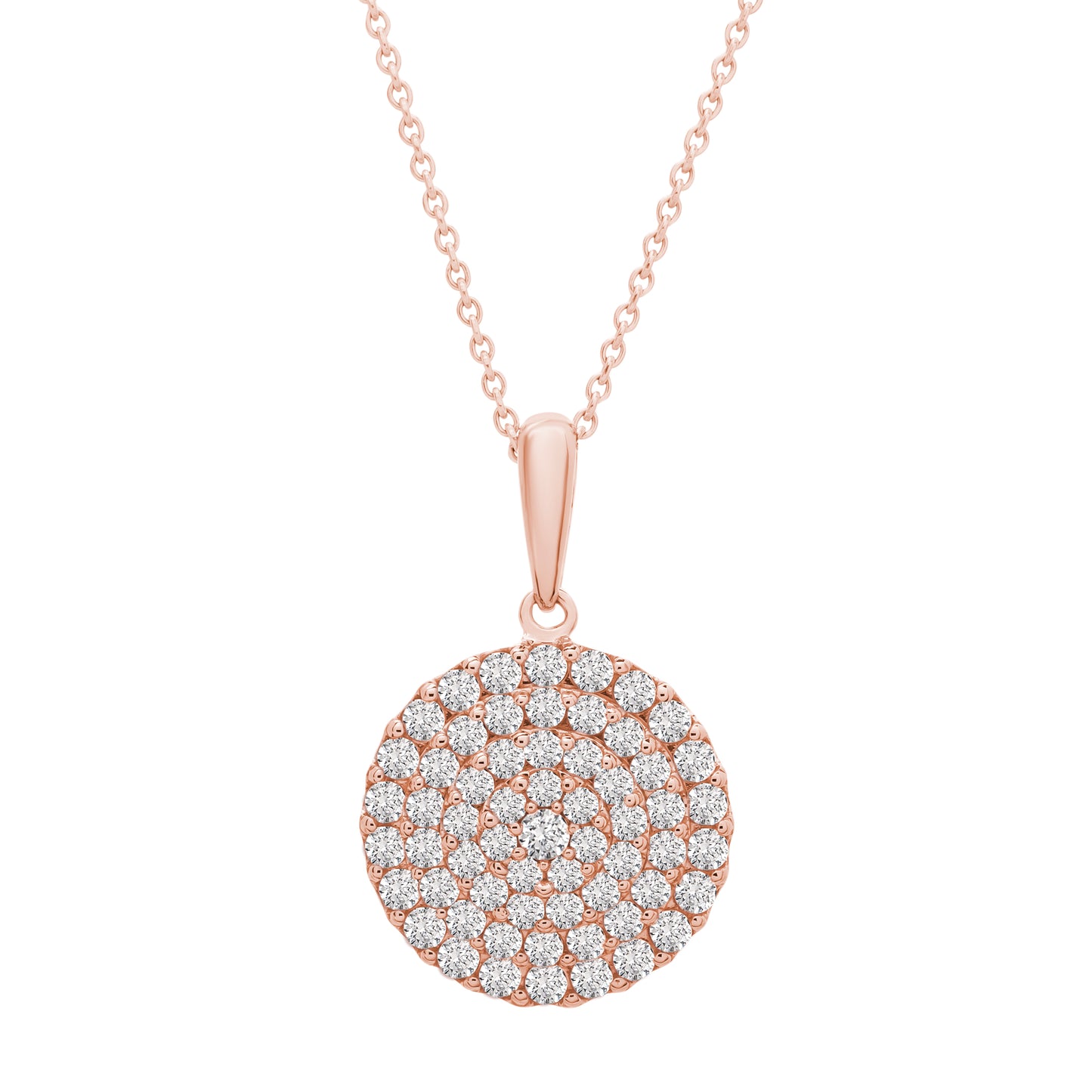 Palla Round Diamond Pendant in Rose Gold
