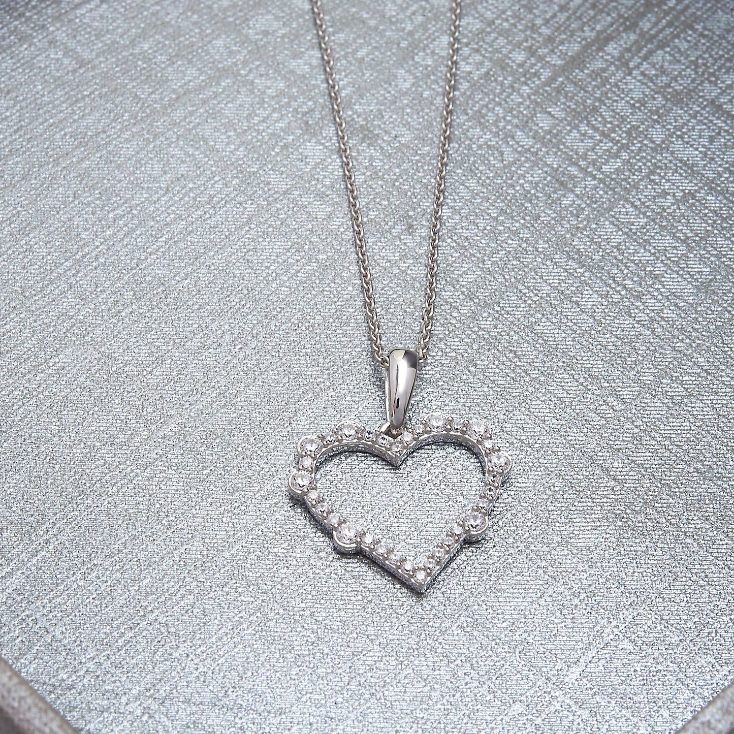 L'Amour Diamond Heart Pendant With Silver Chain