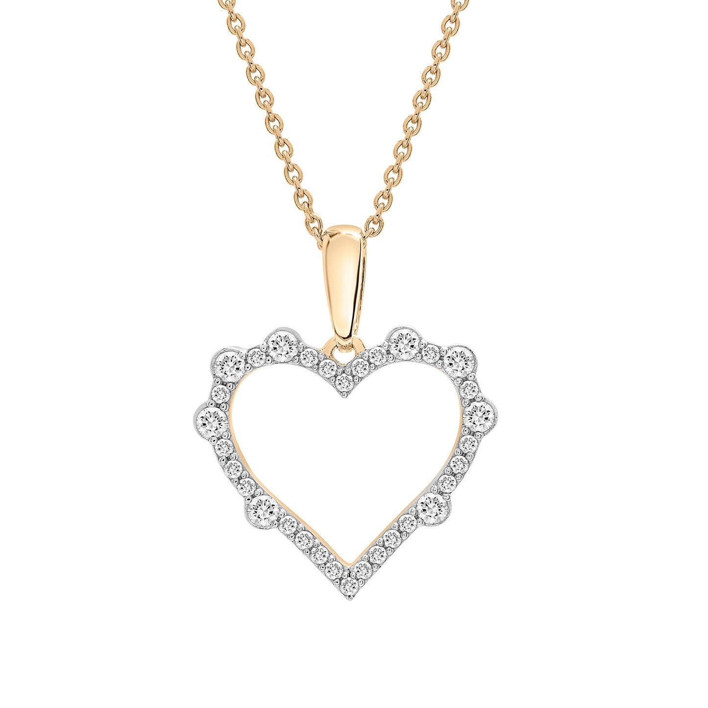 L'Amour Diamond Heart Pendant With Gold Chain Silver Pendant