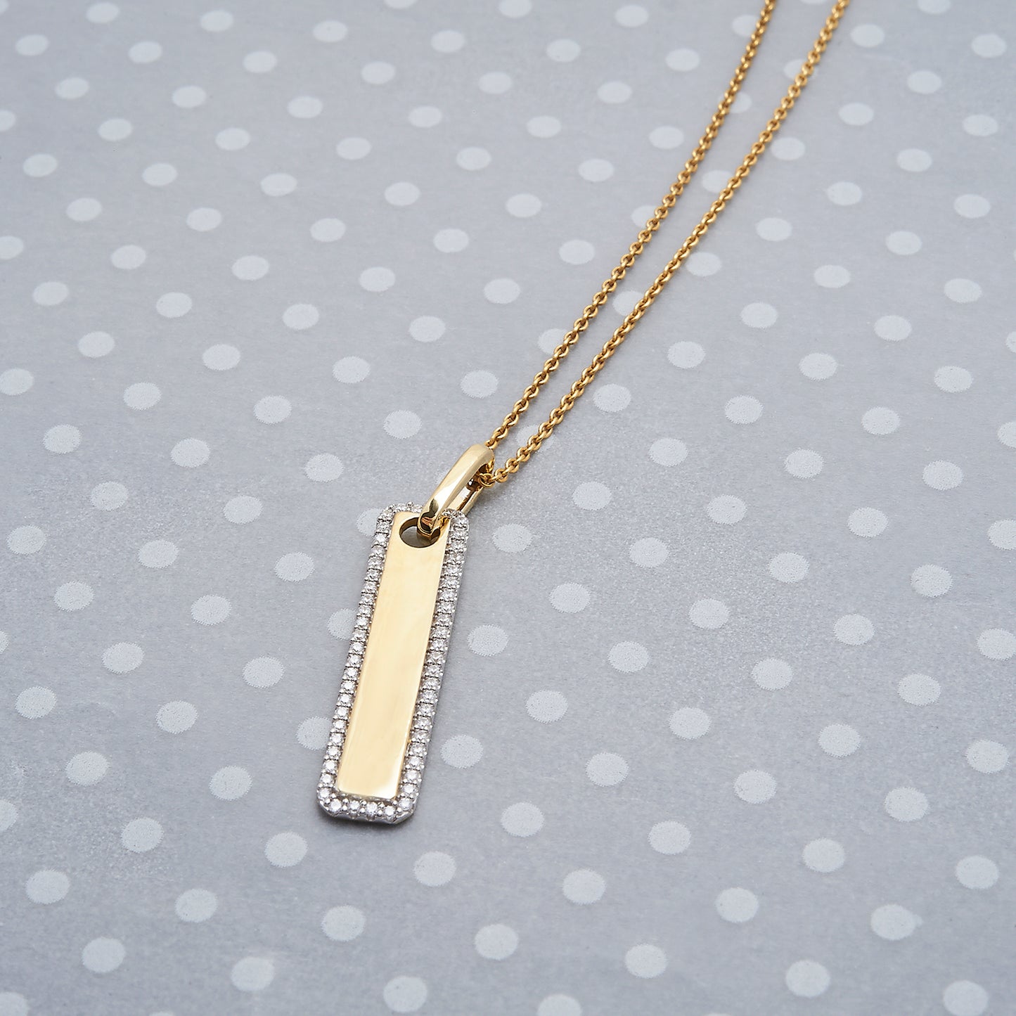 Tebi Diamond Tag Pendant in Yellow Gold