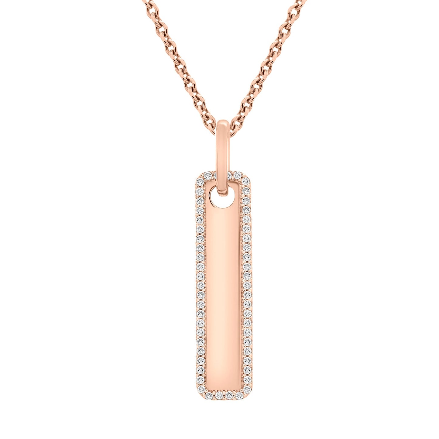Tebi Diamond Tag Pendant in Rose Gold