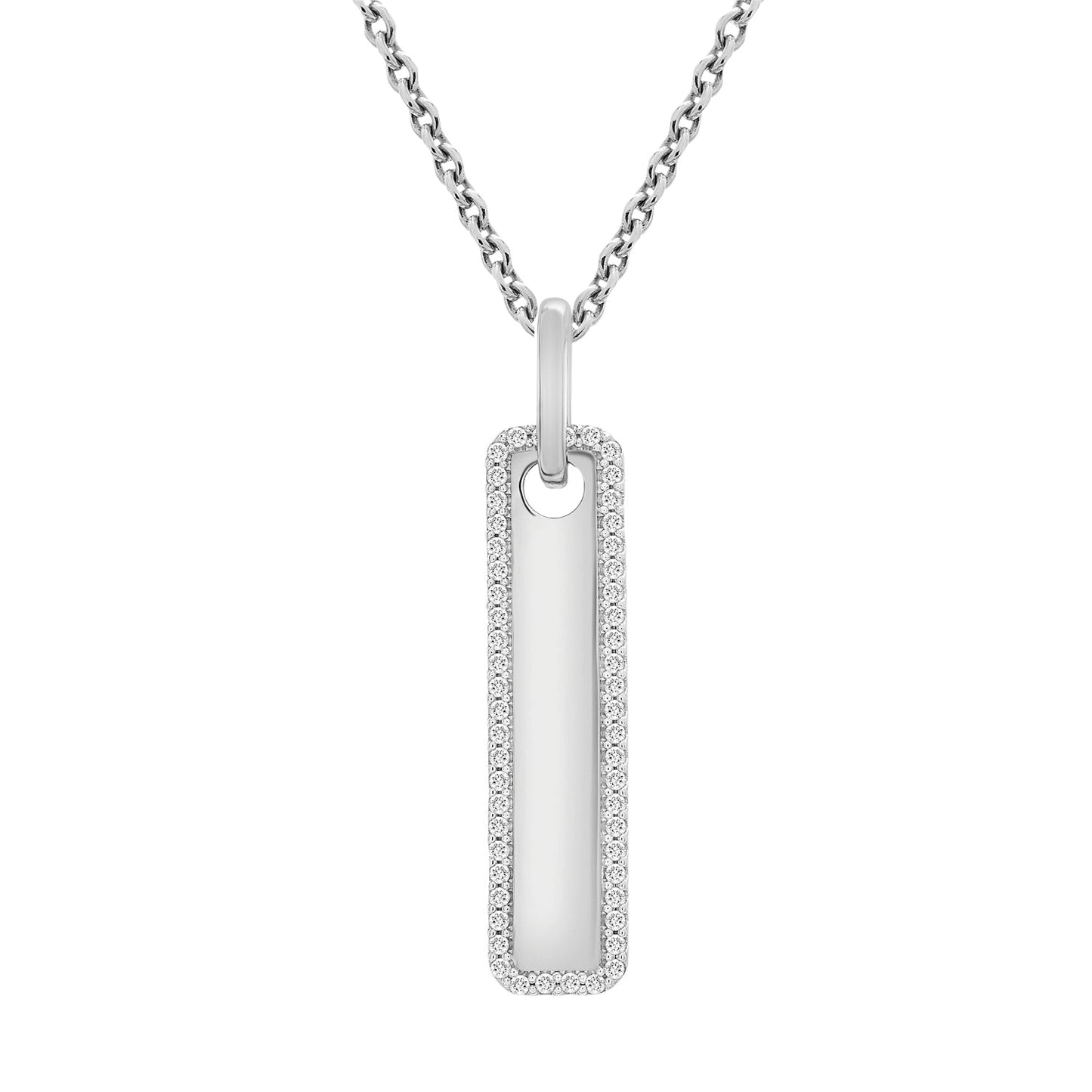 Tebi Diamond Tag Pendant in White Gold