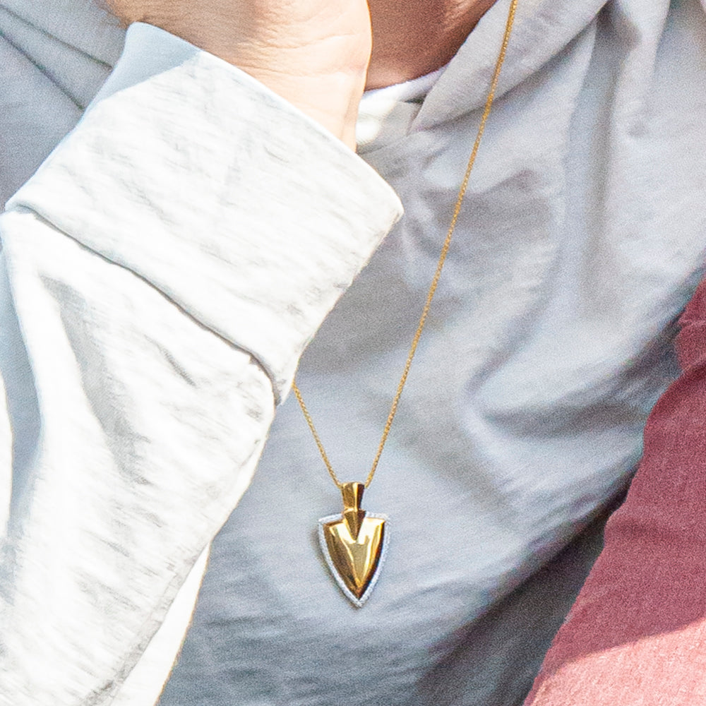 Diamond Shield Pendant With Gold Chain