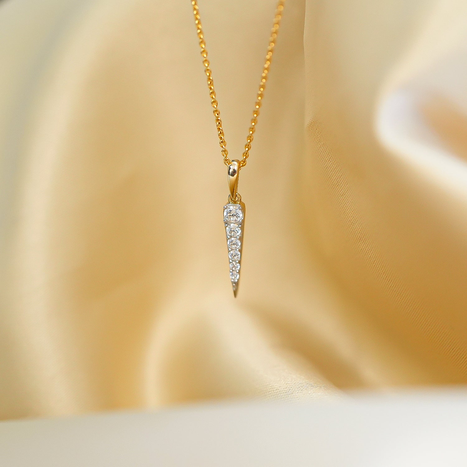 Demi Diamond Spear Pendant With Gold Chain