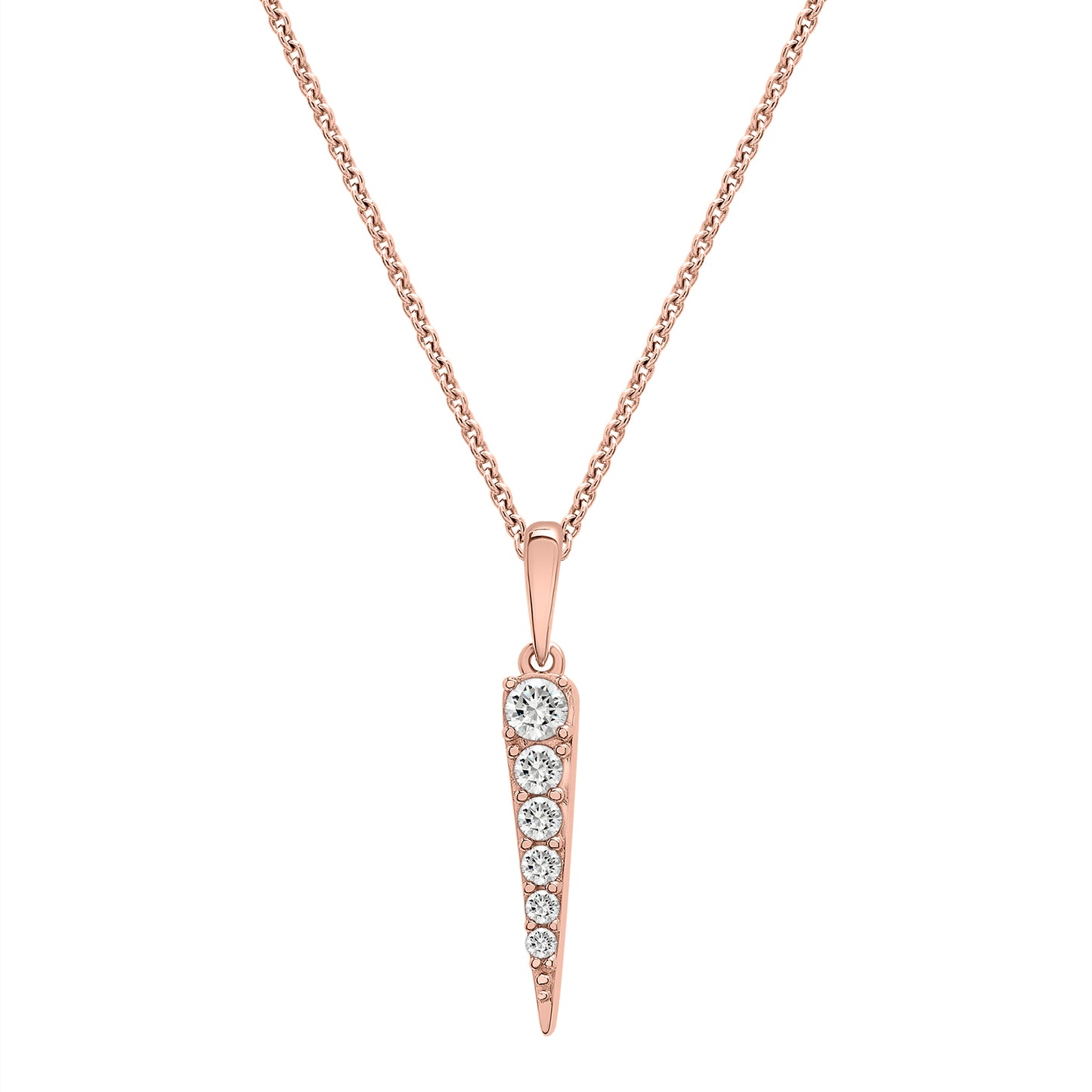 Demi Diamond Spear Pendant With Rose Gold Chain