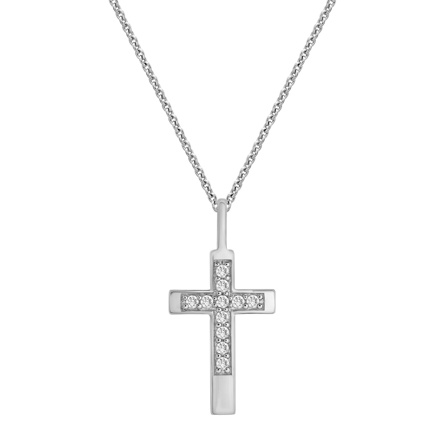 Charlotte Diamond Cross Pendant With Silver Chain