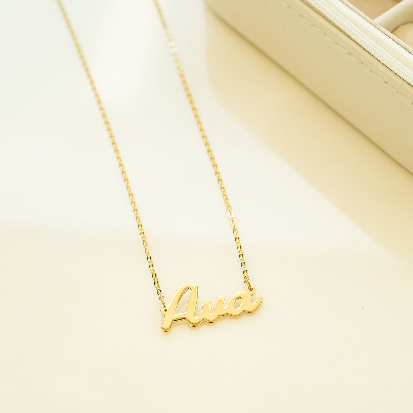 Custom Name Necklace In Gold With Ava Name