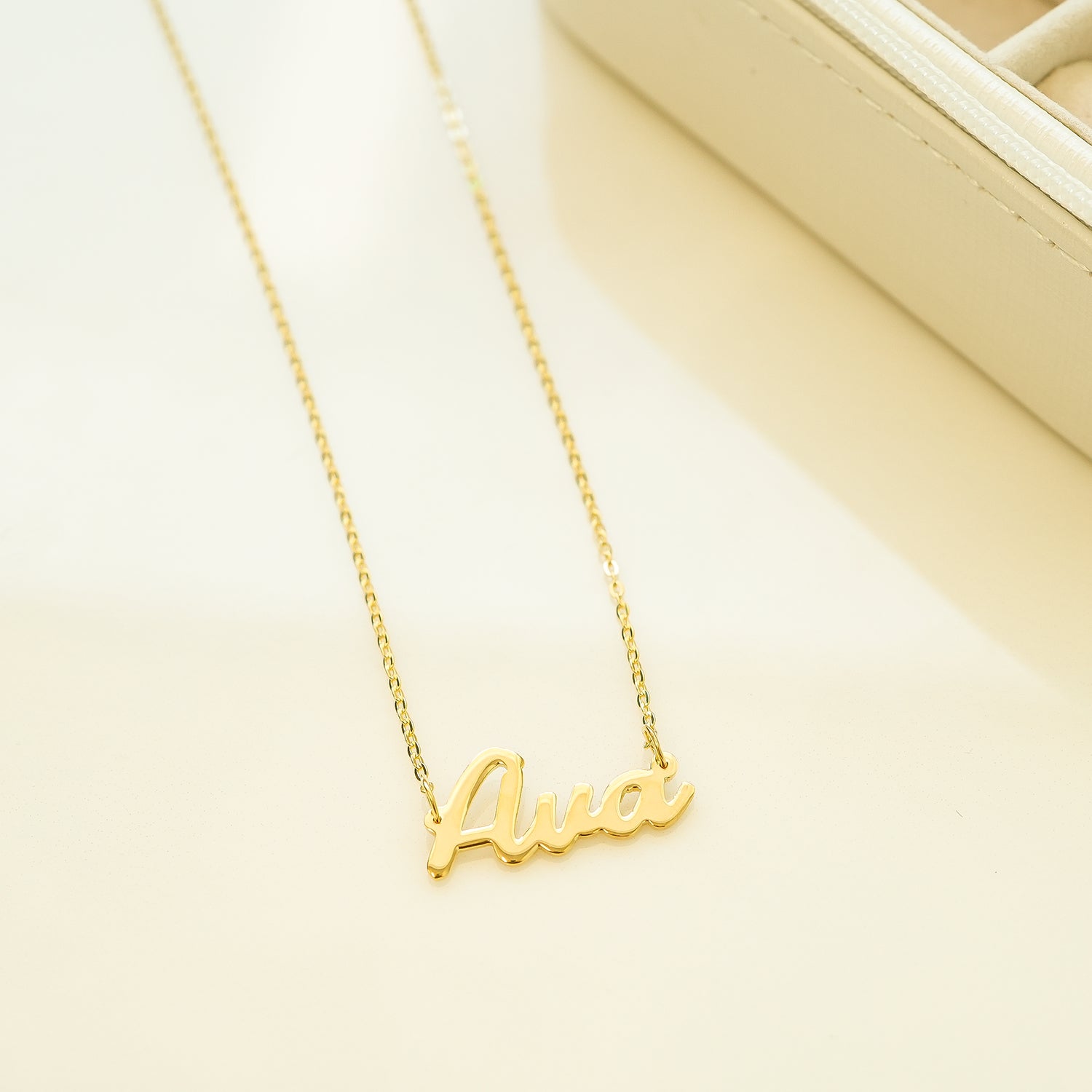 Custom Name Necklace In Gold With Ava Name