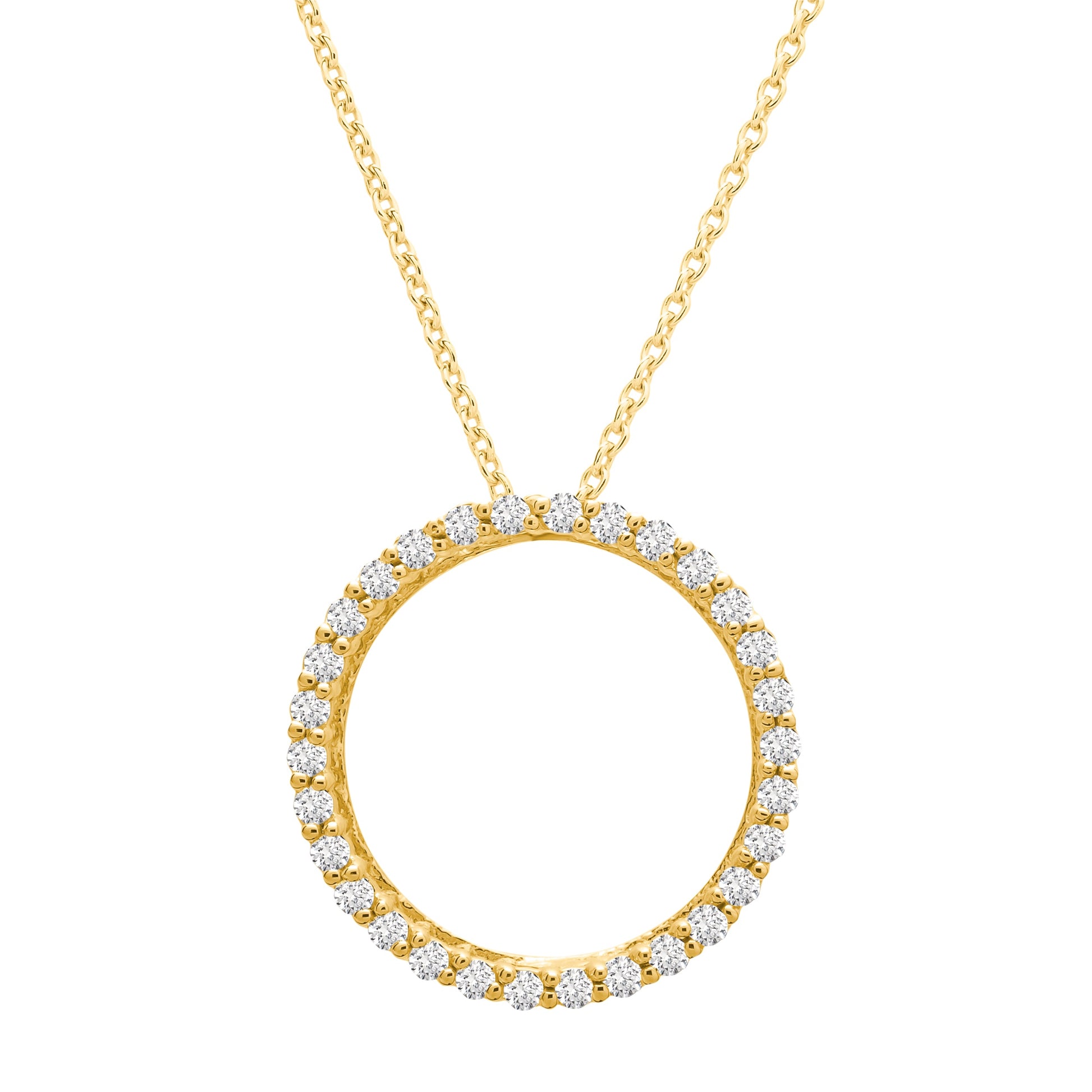 Pamela Diamond Round Pendant in Yellow Gold