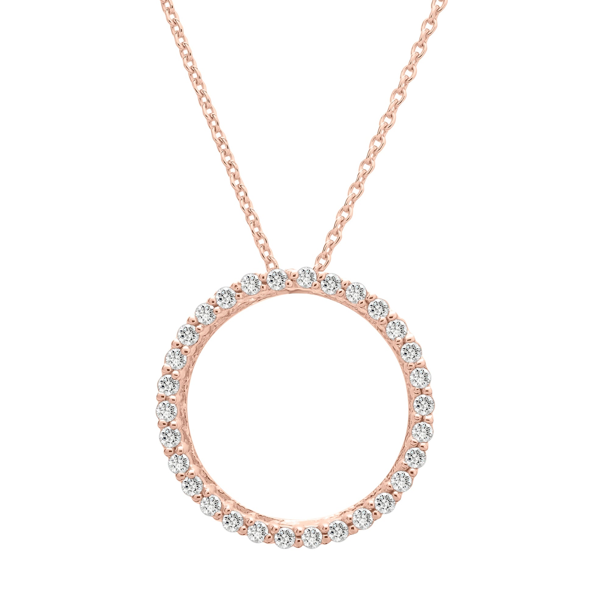 Pamela Diamond Round Pendant in Rose Gold