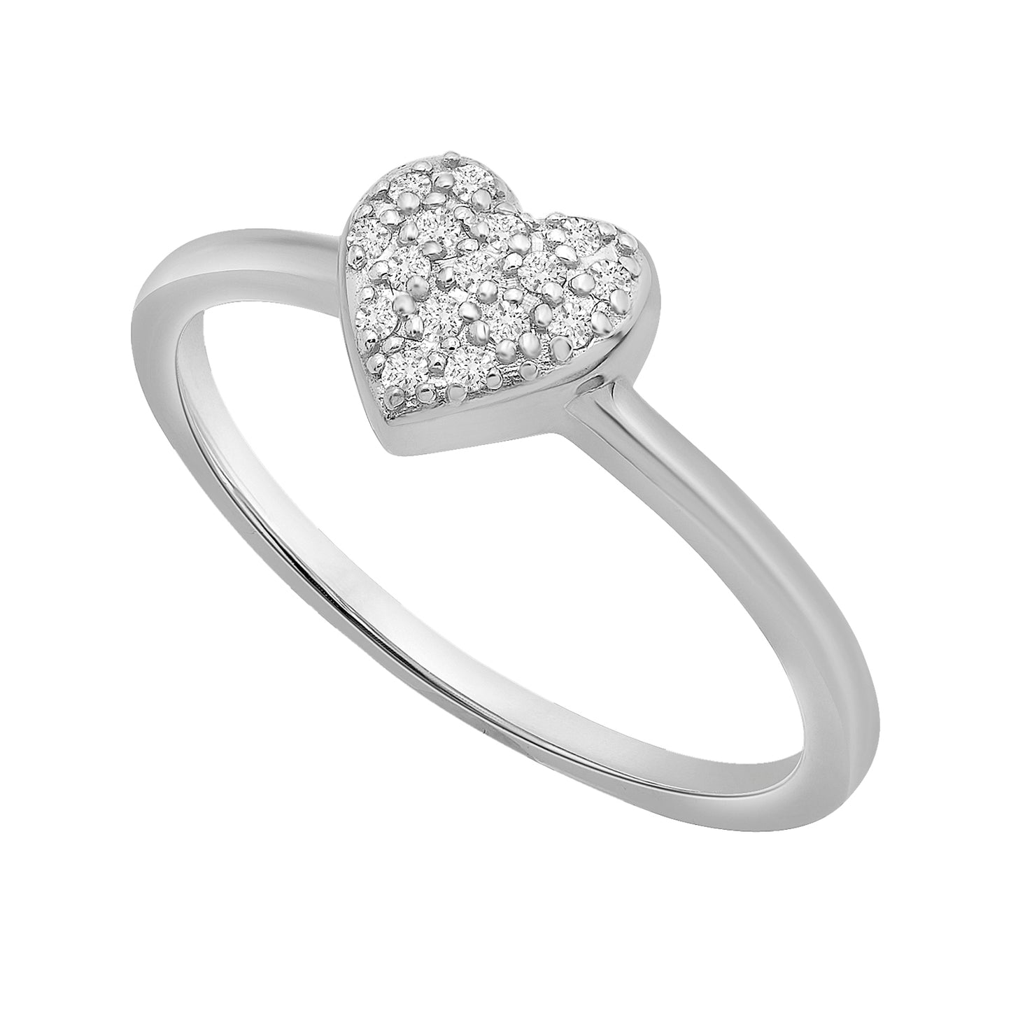 Mia Diamond Heart Ring In Silver From Top View