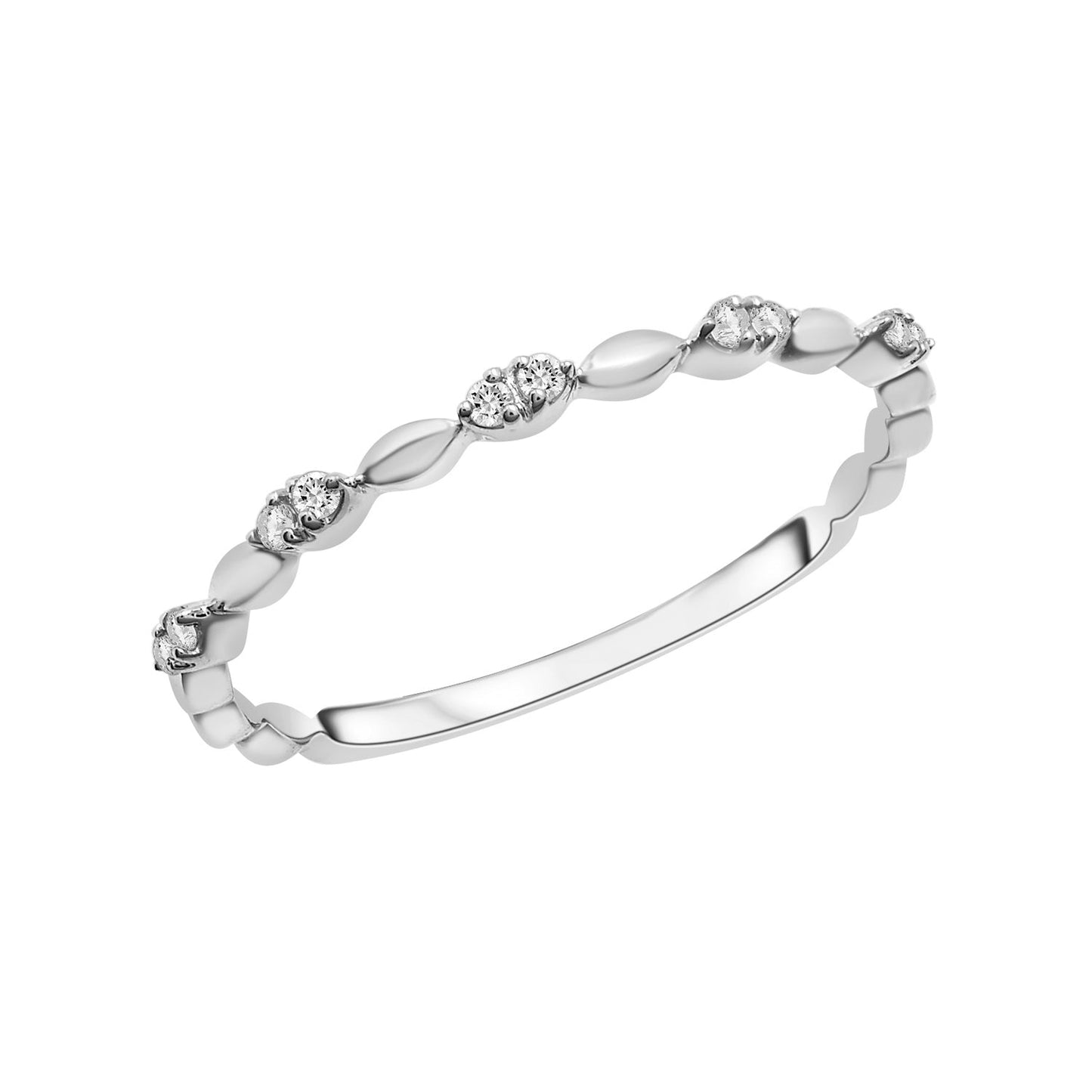 Rose Row Diamond Ring in White Gold