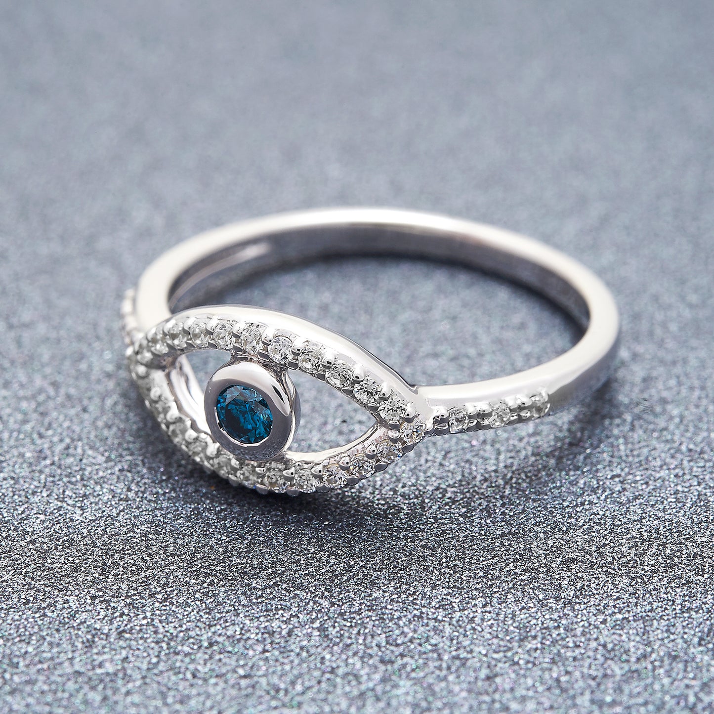 Rubyn Diamond Evil Eye Ring in White Gold