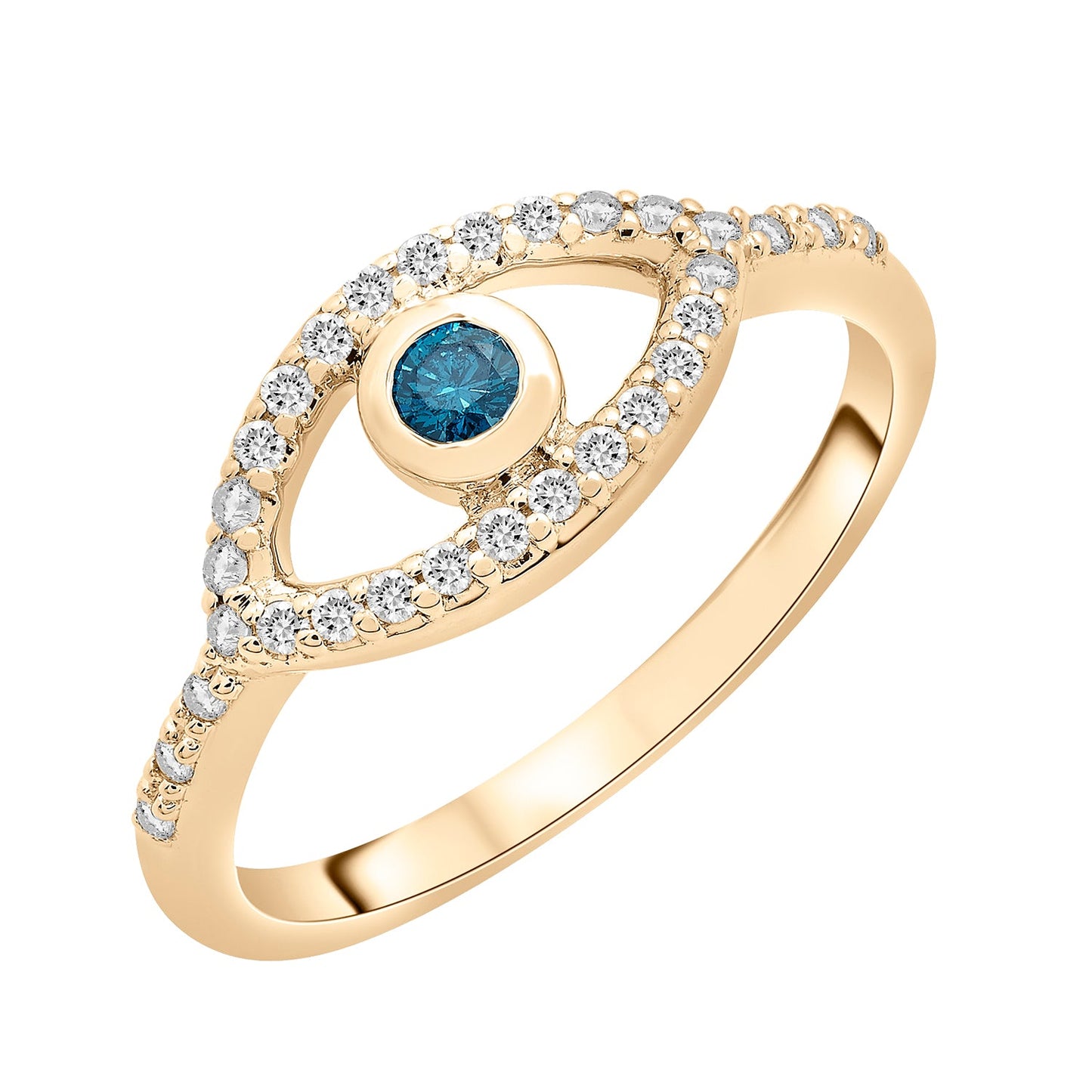 Rubyn Diamond Evil Eye Ring in Yellow Gold