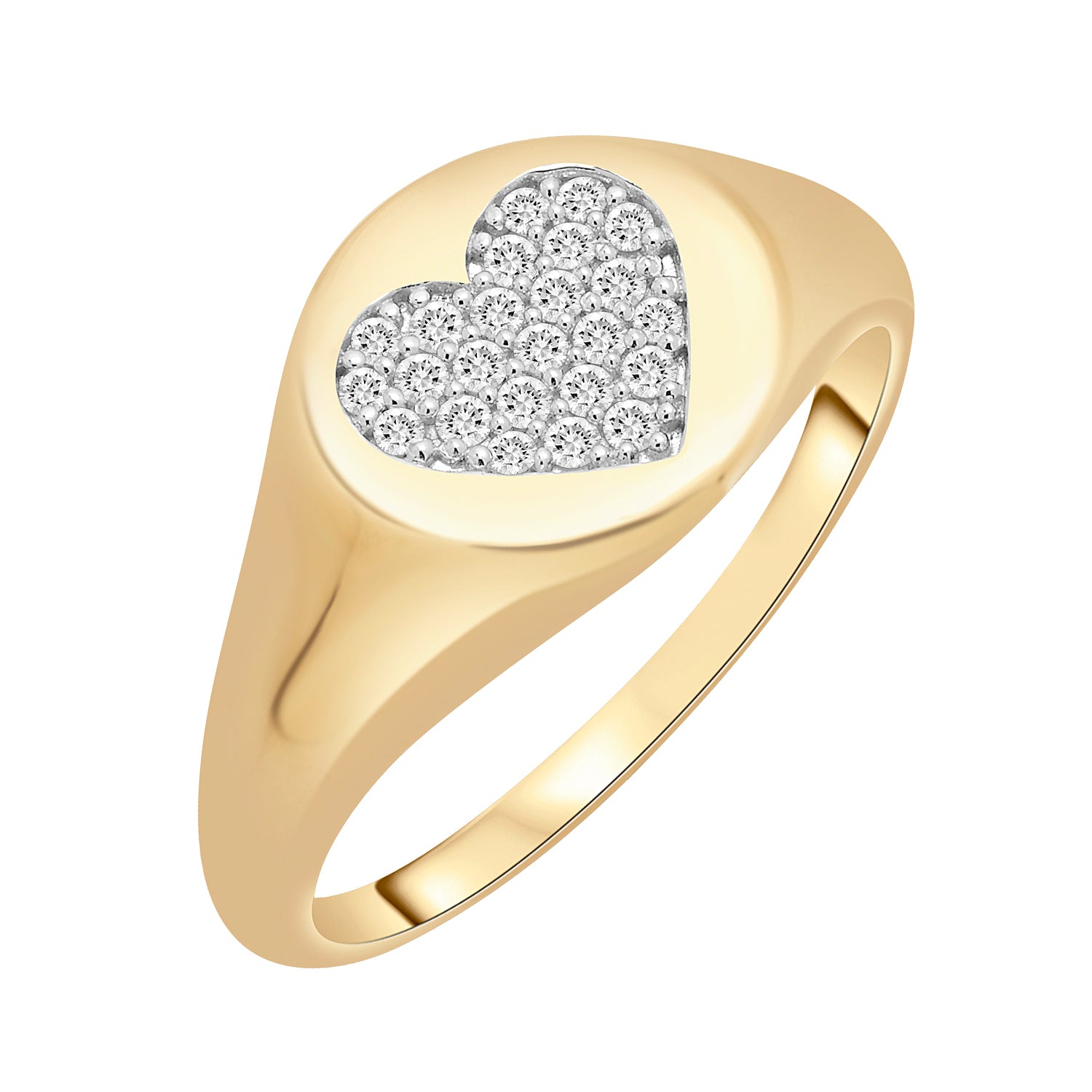 Sophia Diamond Heart Round Signet Ring – Miki and Jane