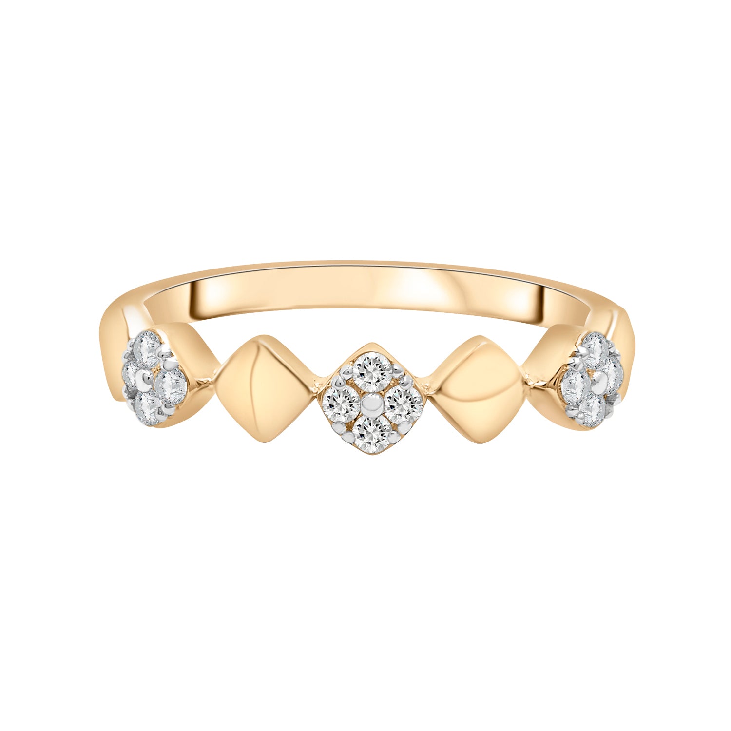 Rio Checker Shaped Diamond Ring in Yellow Gold