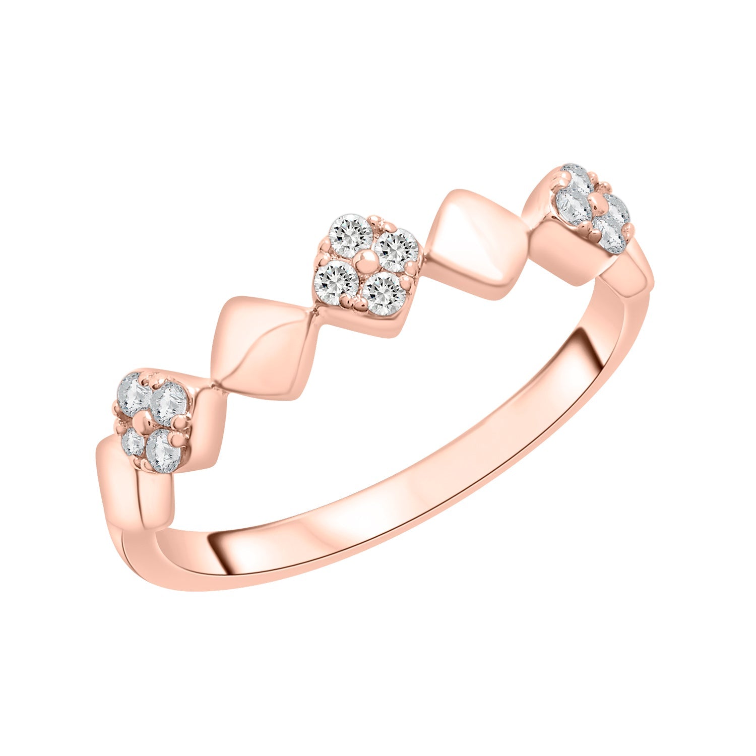 Rio Checker Shaped Diamond Ring in Rose Gold