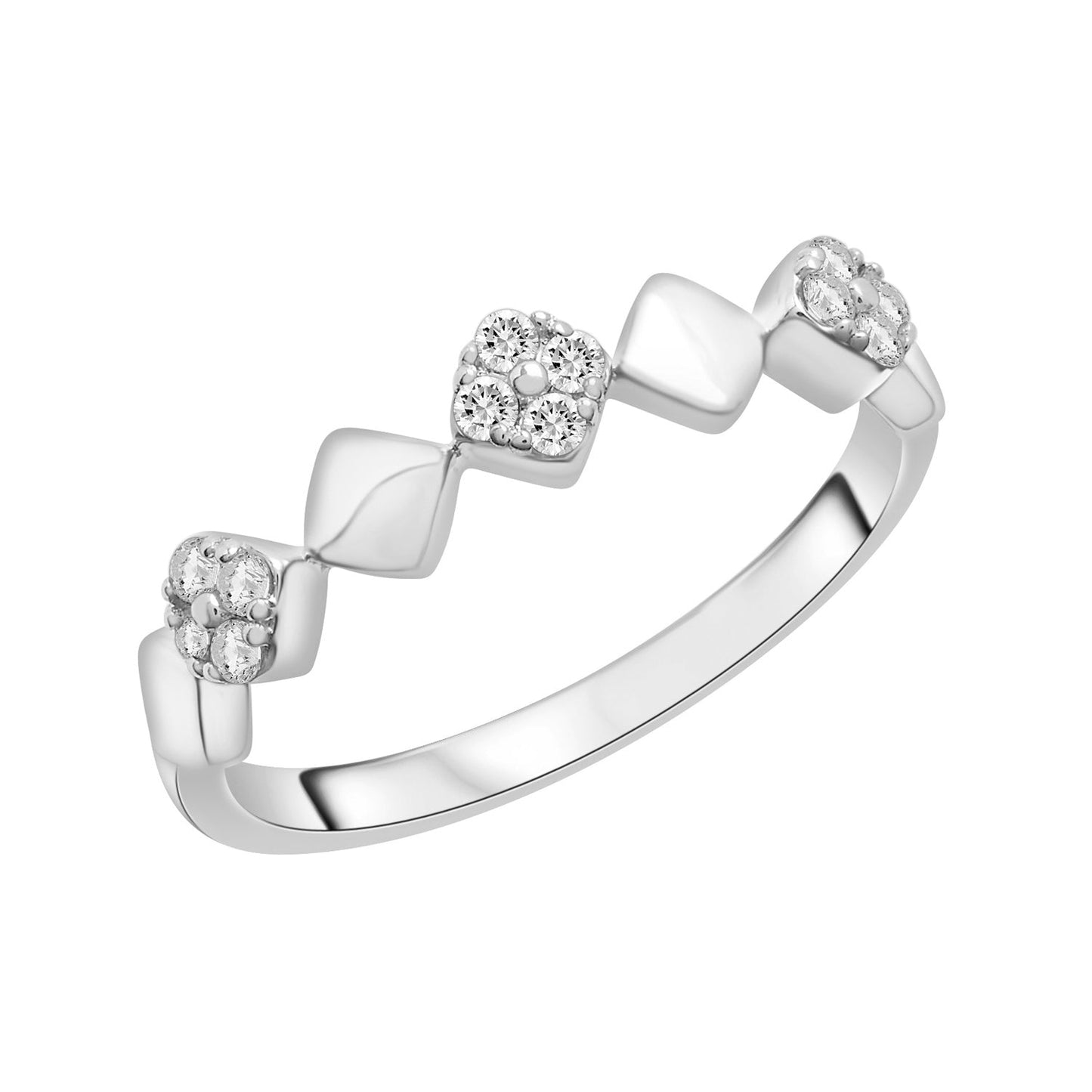 Rio Checker Shaped Diamond Ring in White Gold