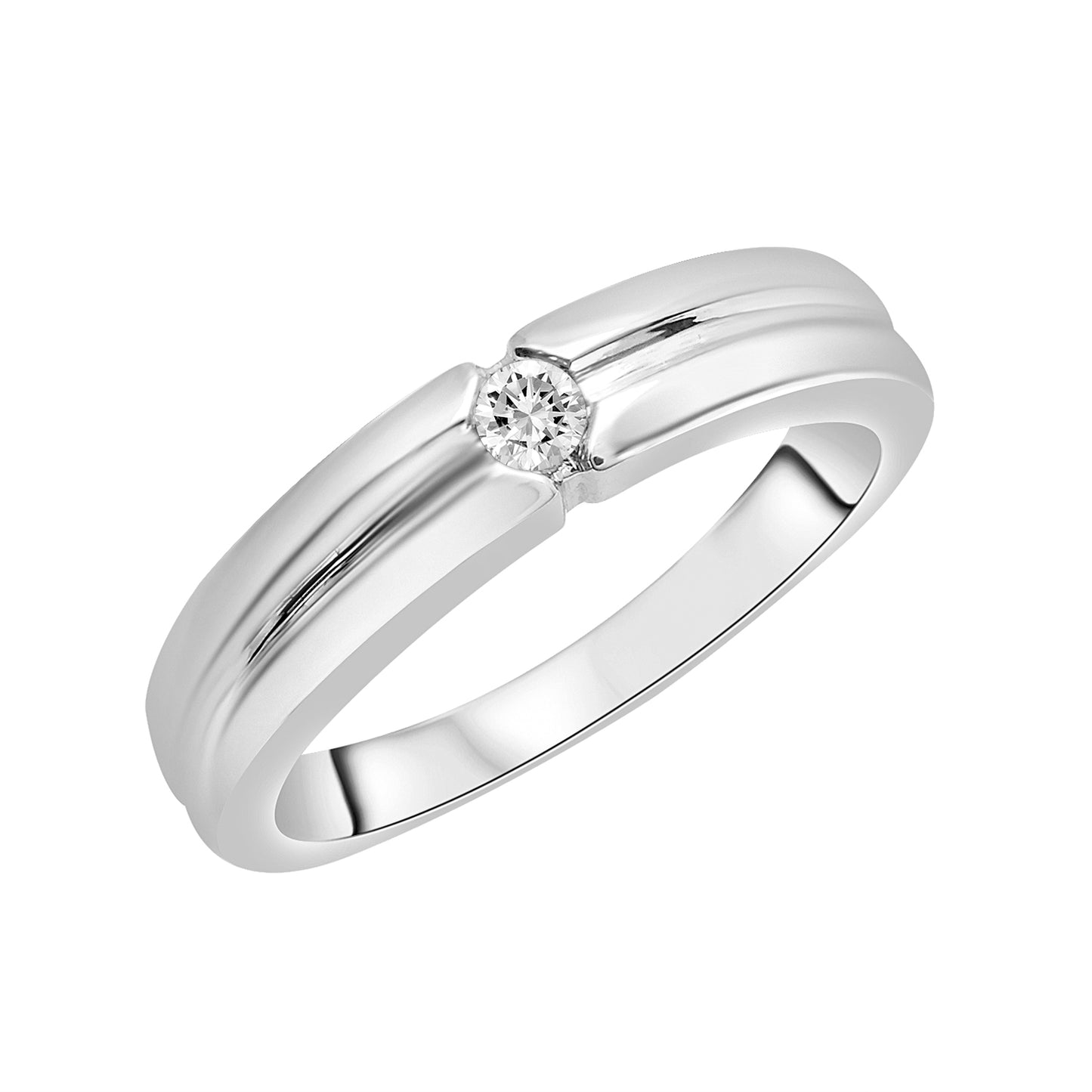 Single Stone Diamond Band in White Gold
