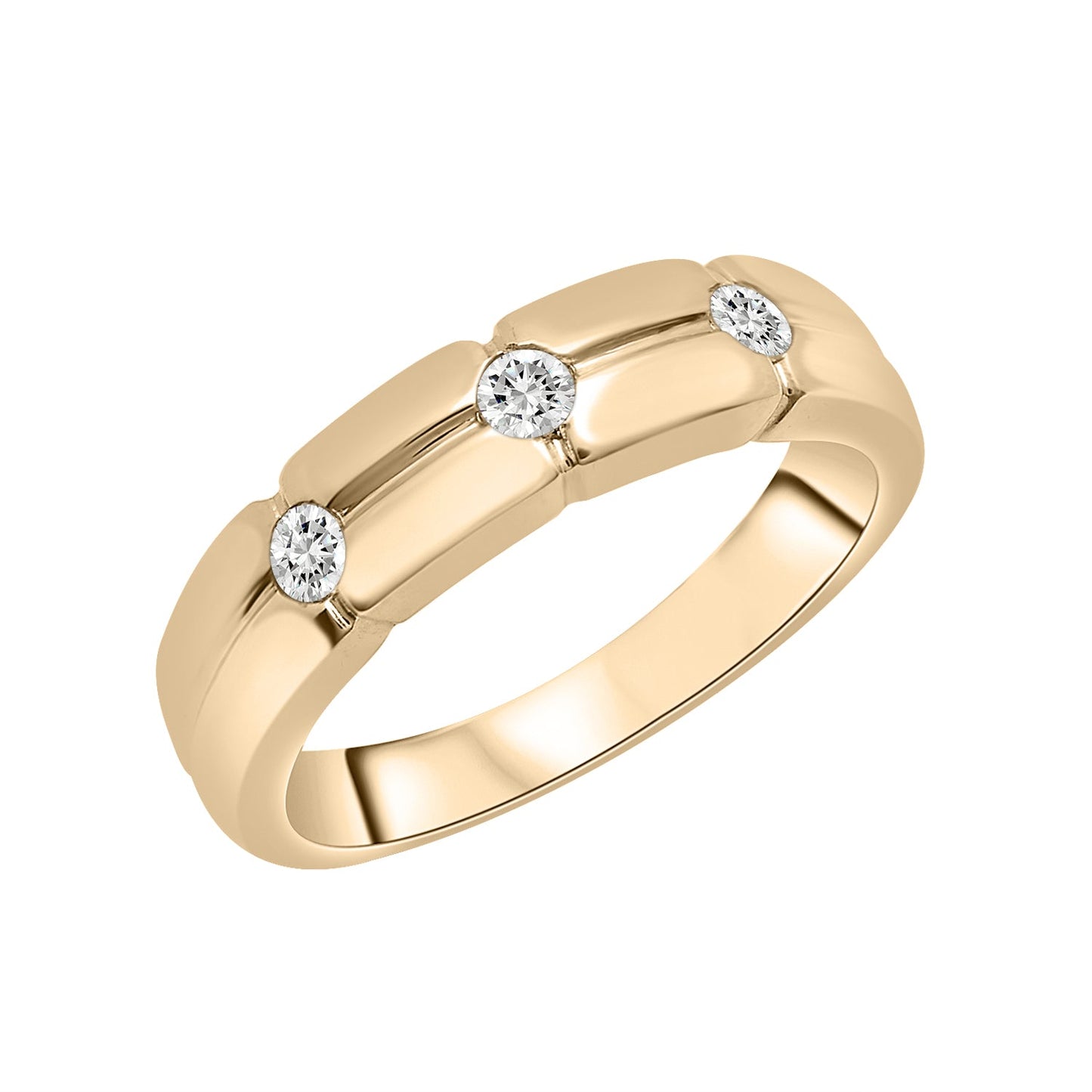 Three Stone Diamond Band in Yellow Gold