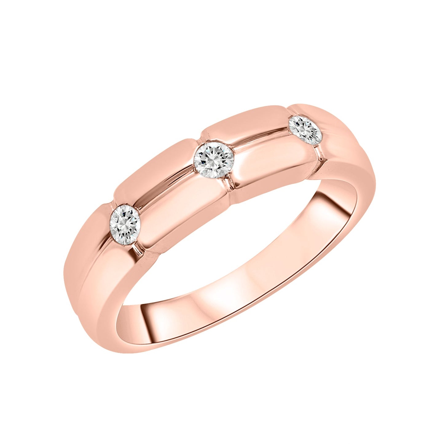Three Stone Diamond Band in Rose Gold