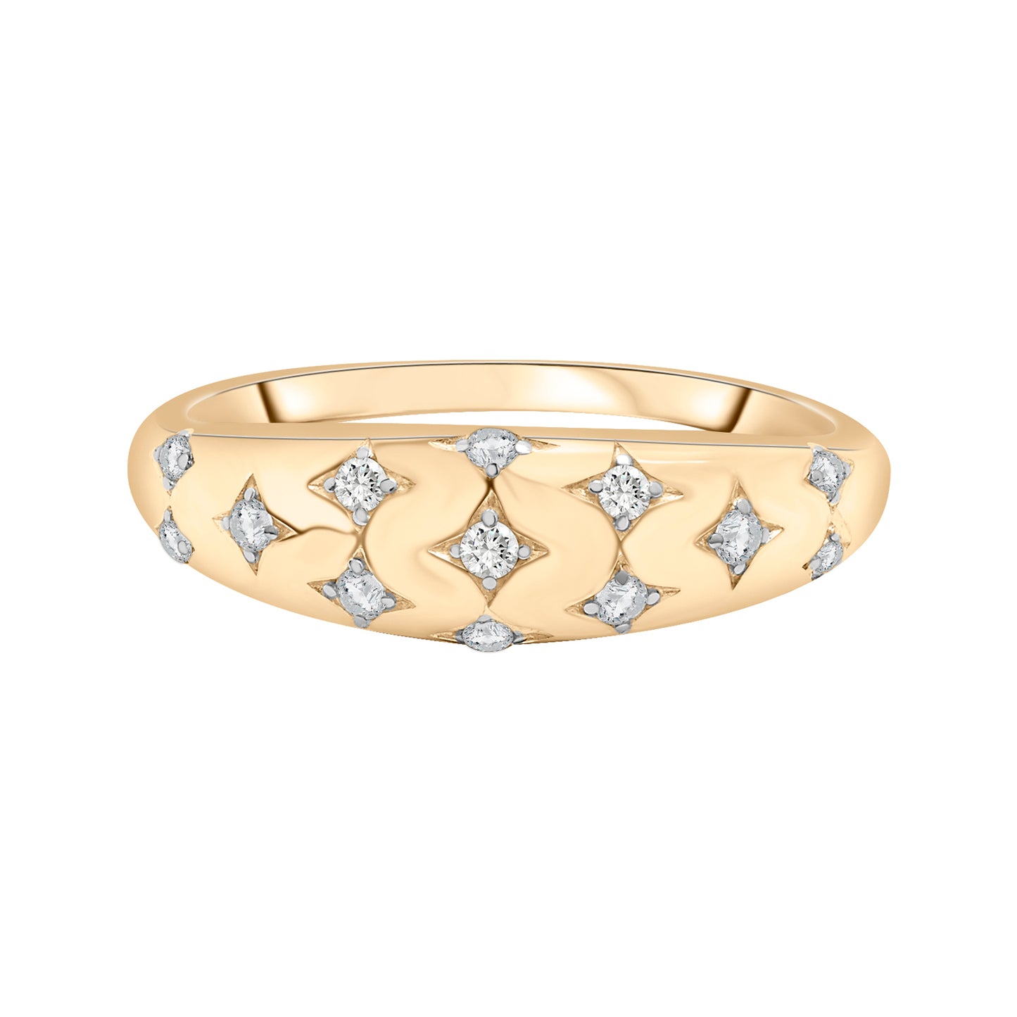 Rome Diamond Stars Dome Ring in Yellow Gold