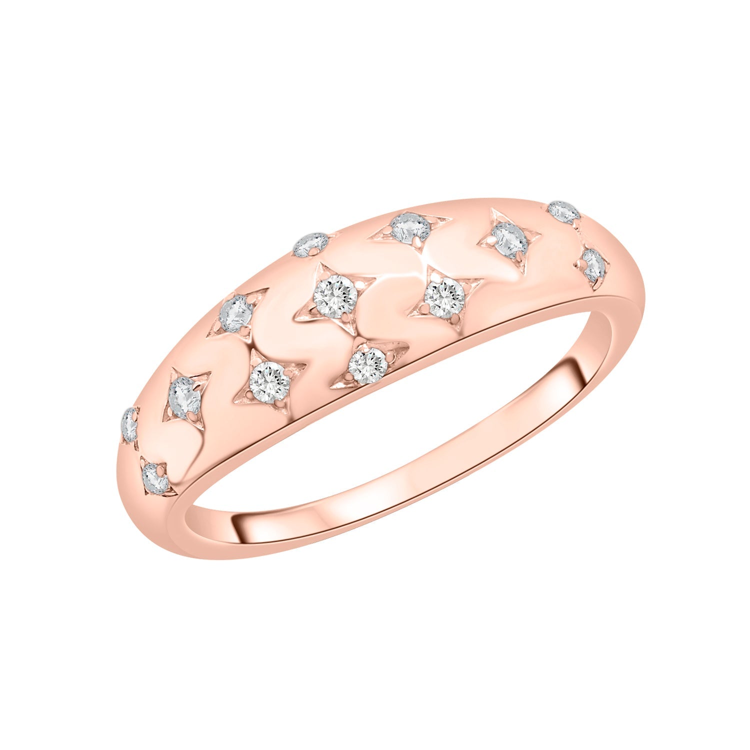 Rome Diamond Stars Dome Ring in Rose Gold