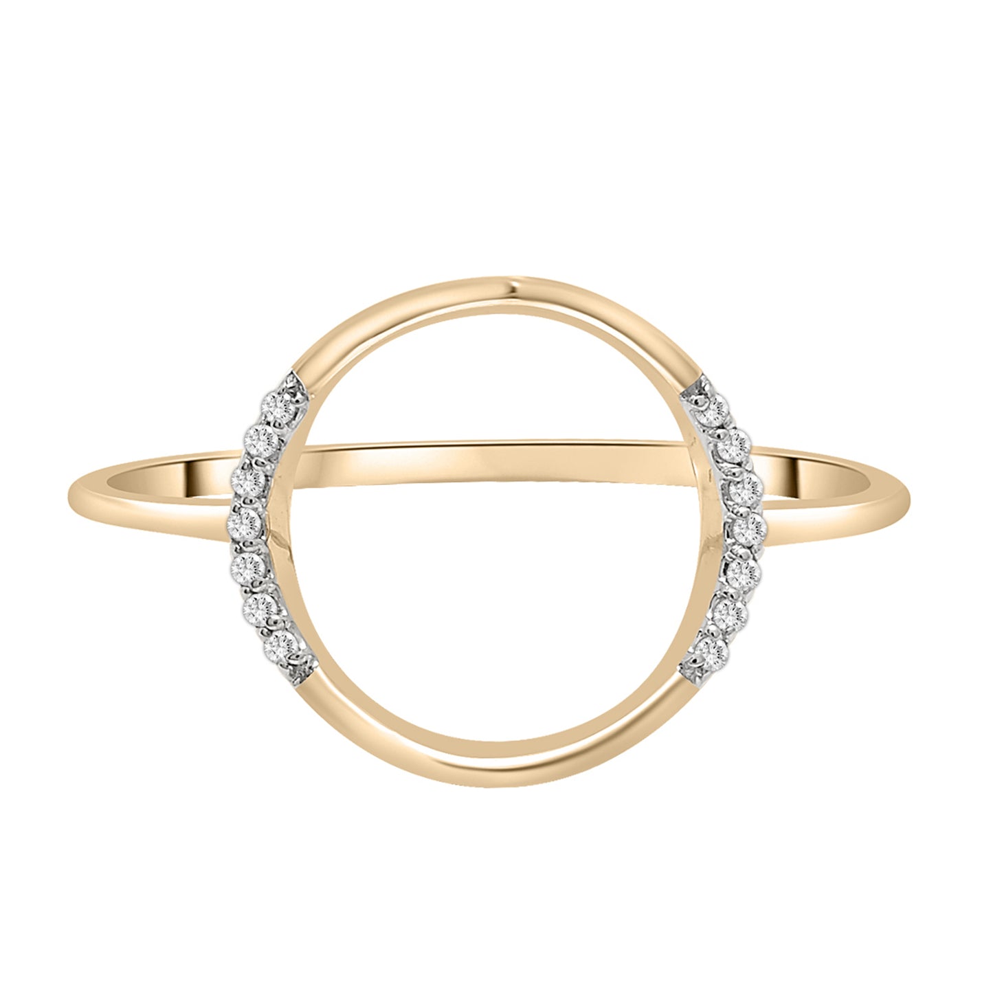 Open Circle Half Diamond Shape Ring