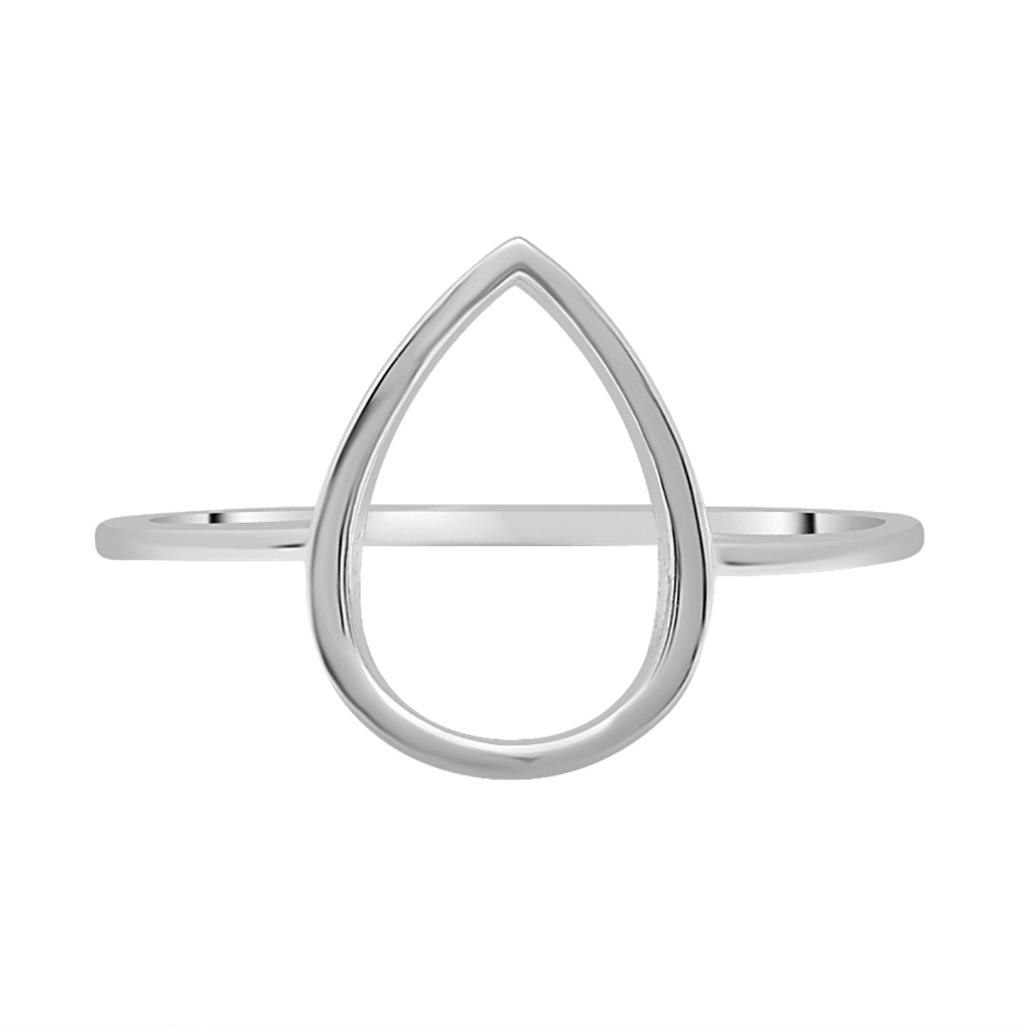 Open Pear Plain Gold Shape Ring in White Gold