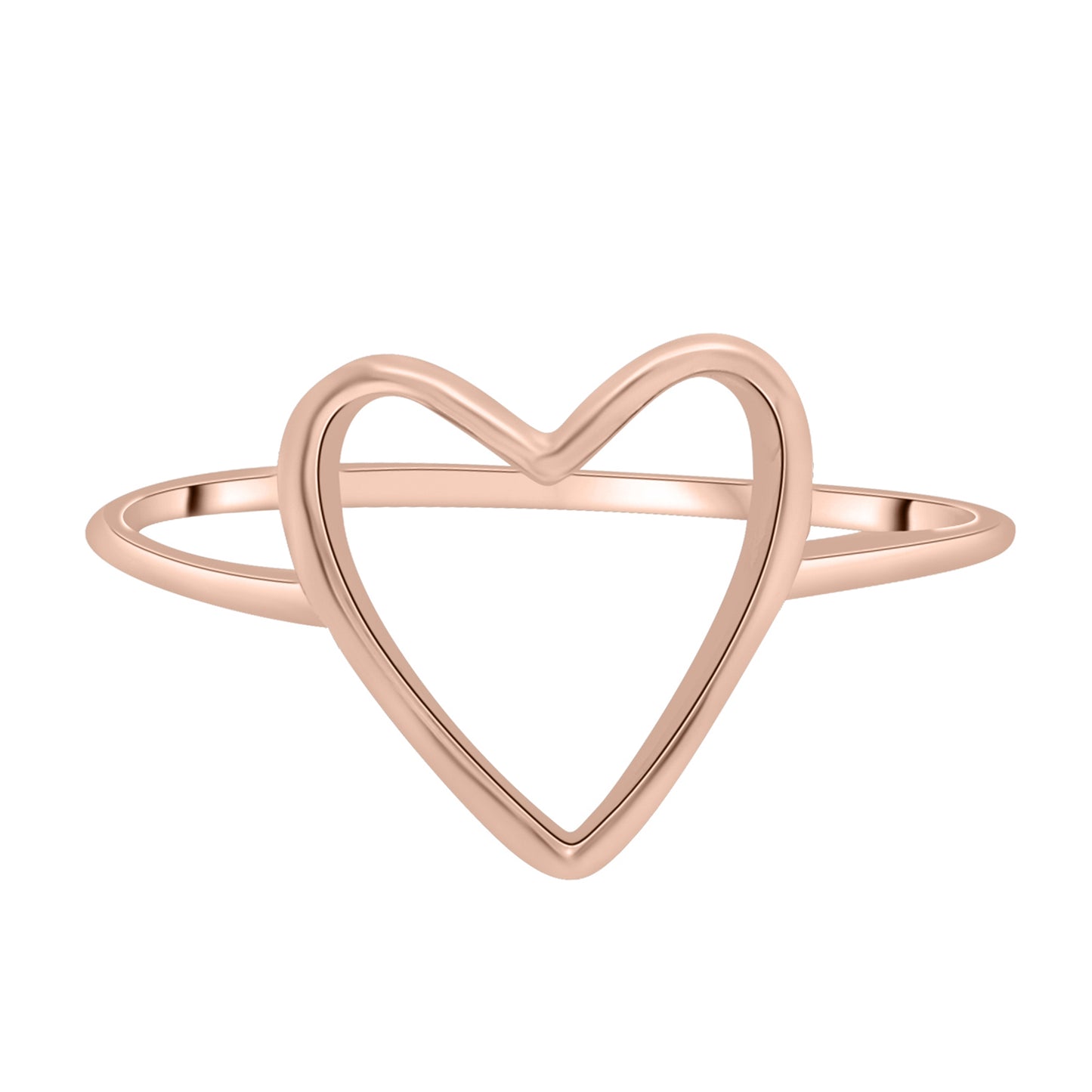 Open Heart Plain Gold Shape Ring in Rose Gold