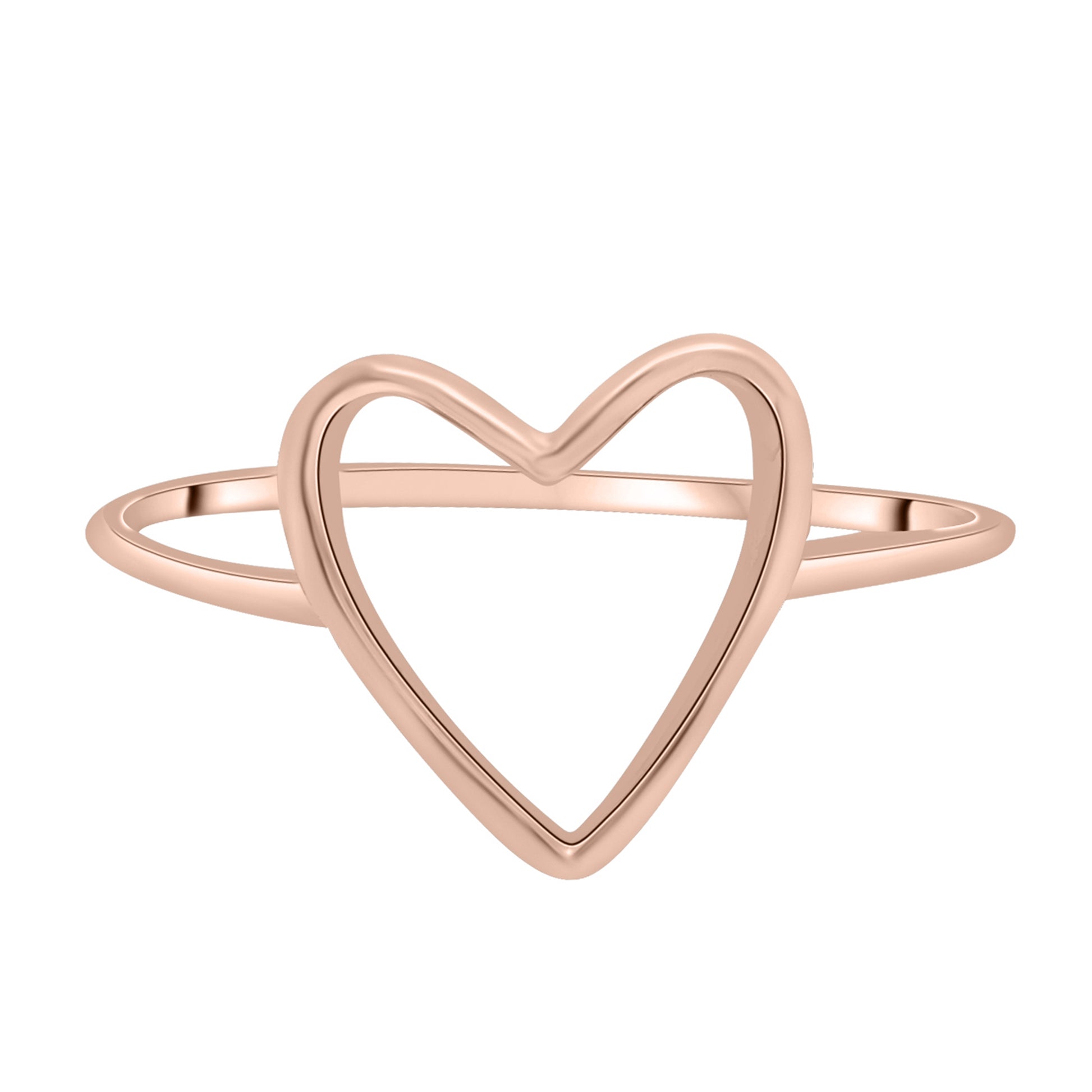 Open Heart Plain Gold Shape Ring in Rose Gold