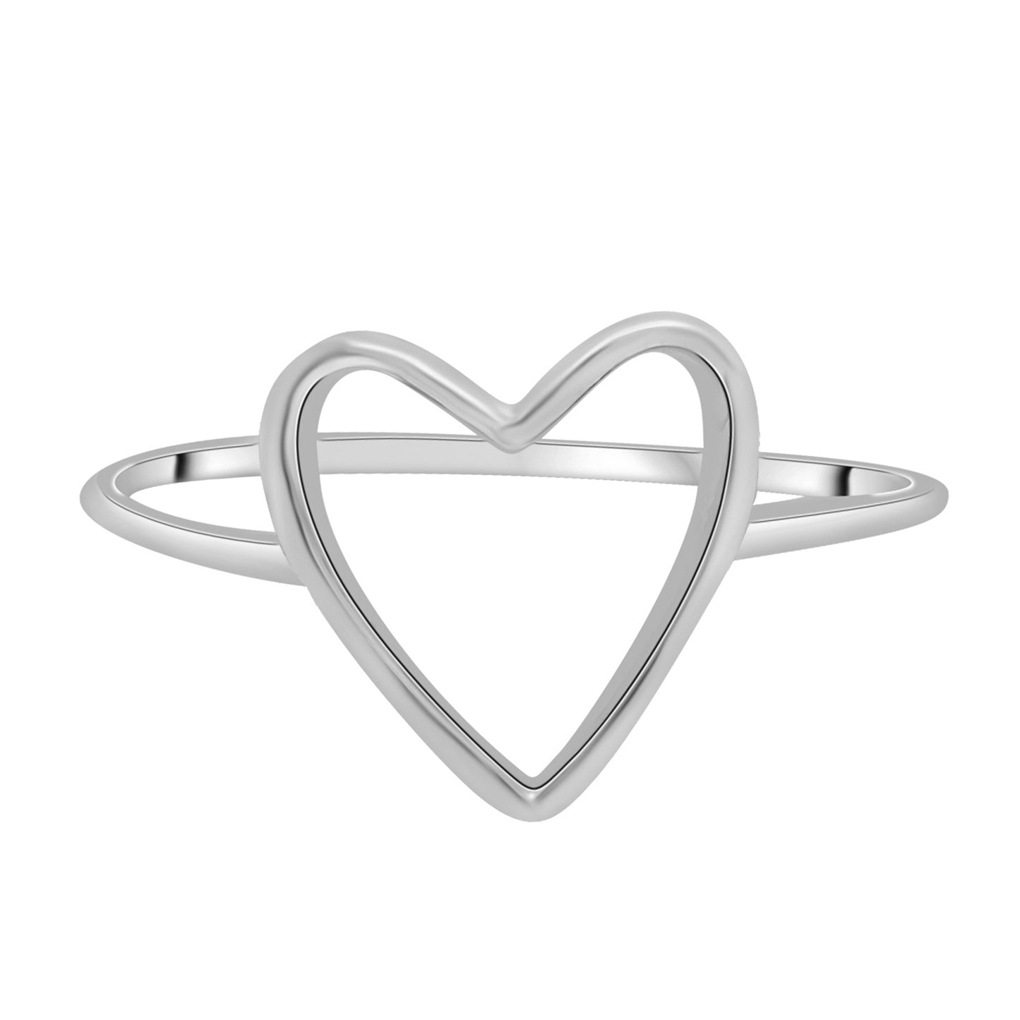 Open Heart Plain Gold Shape Ring in White Gold