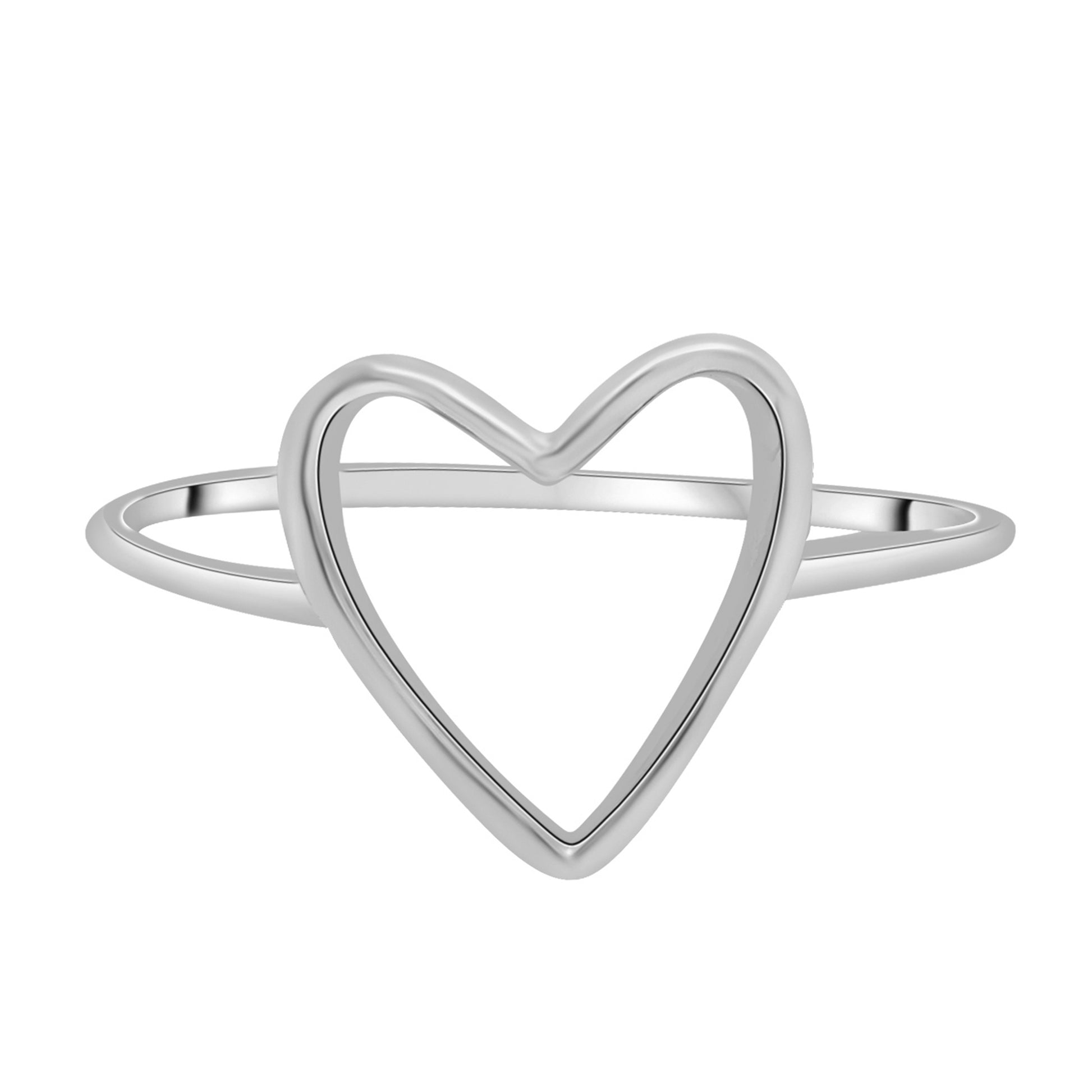 Open Heart Plain Gold Shape Ring in White Gold