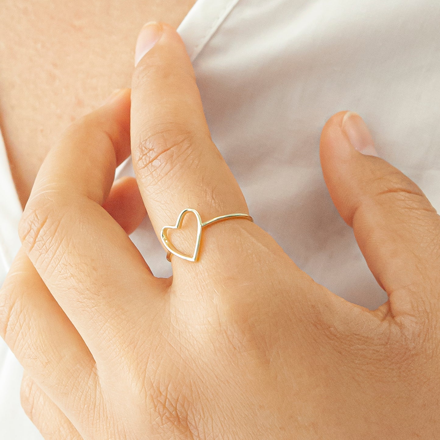 Open Heart Plain Gold Shape Ring in Yellow Gold