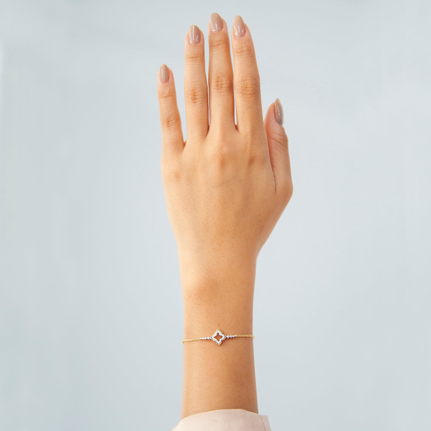 Briana Clover Bolo Bracelet in Lady's Hand