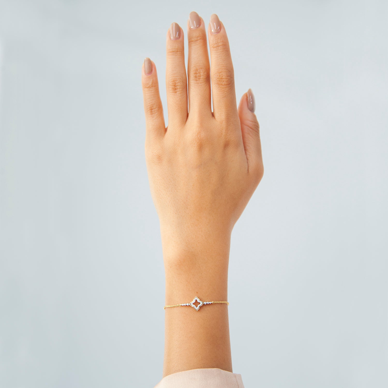 Briana Clover Bolo Bracelet in Lady's Hand