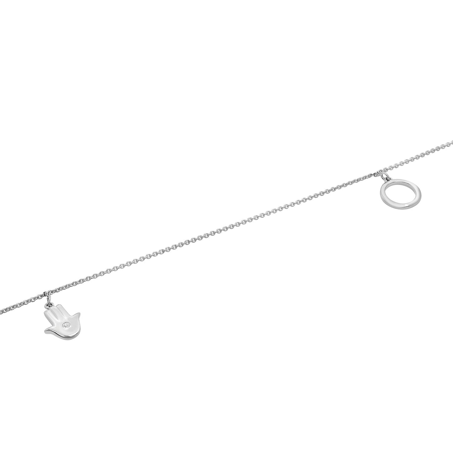 Averie Diamond Circle & Hamsa Anklet with Silver chain