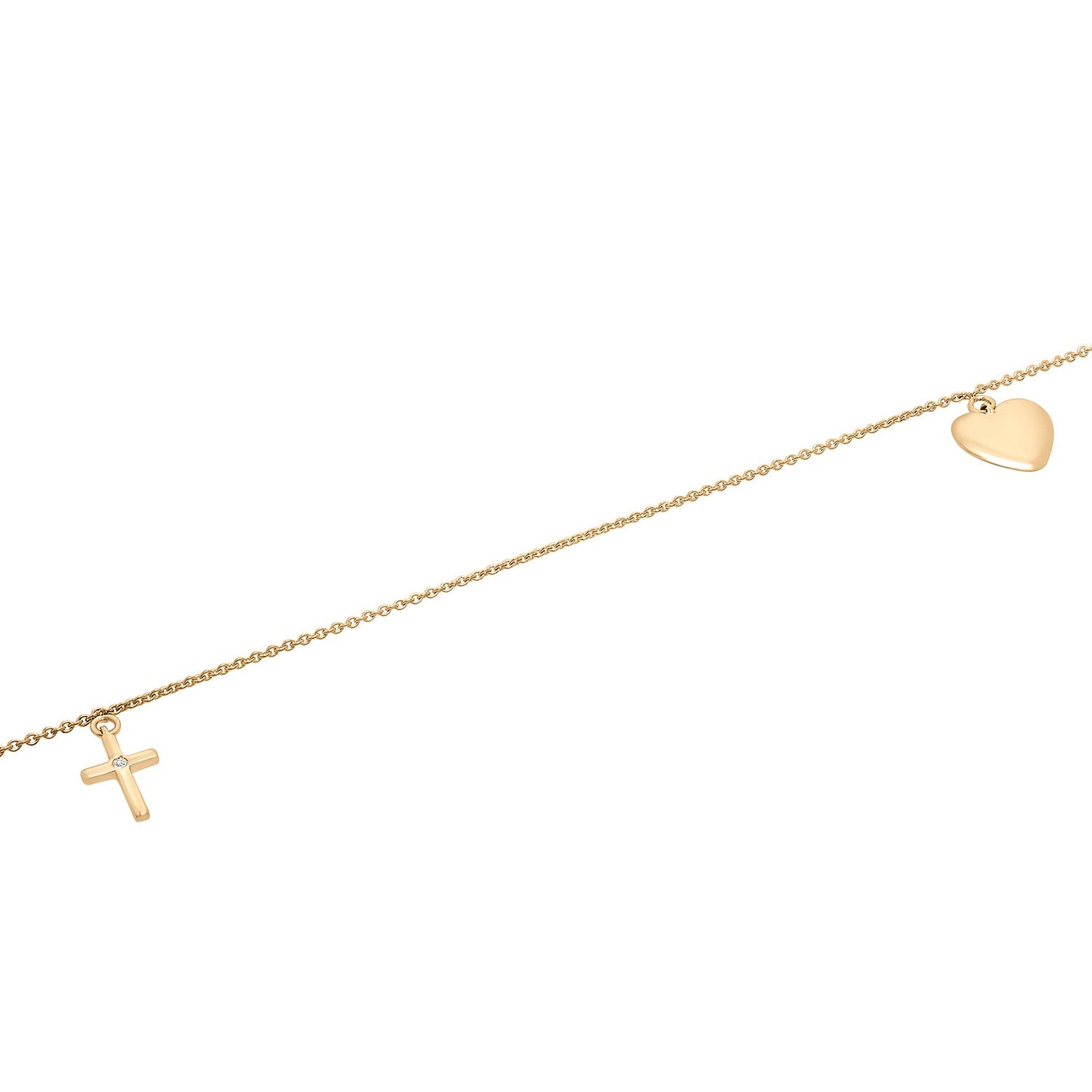 Ari Diamond Cross & Heart Anklet with chain