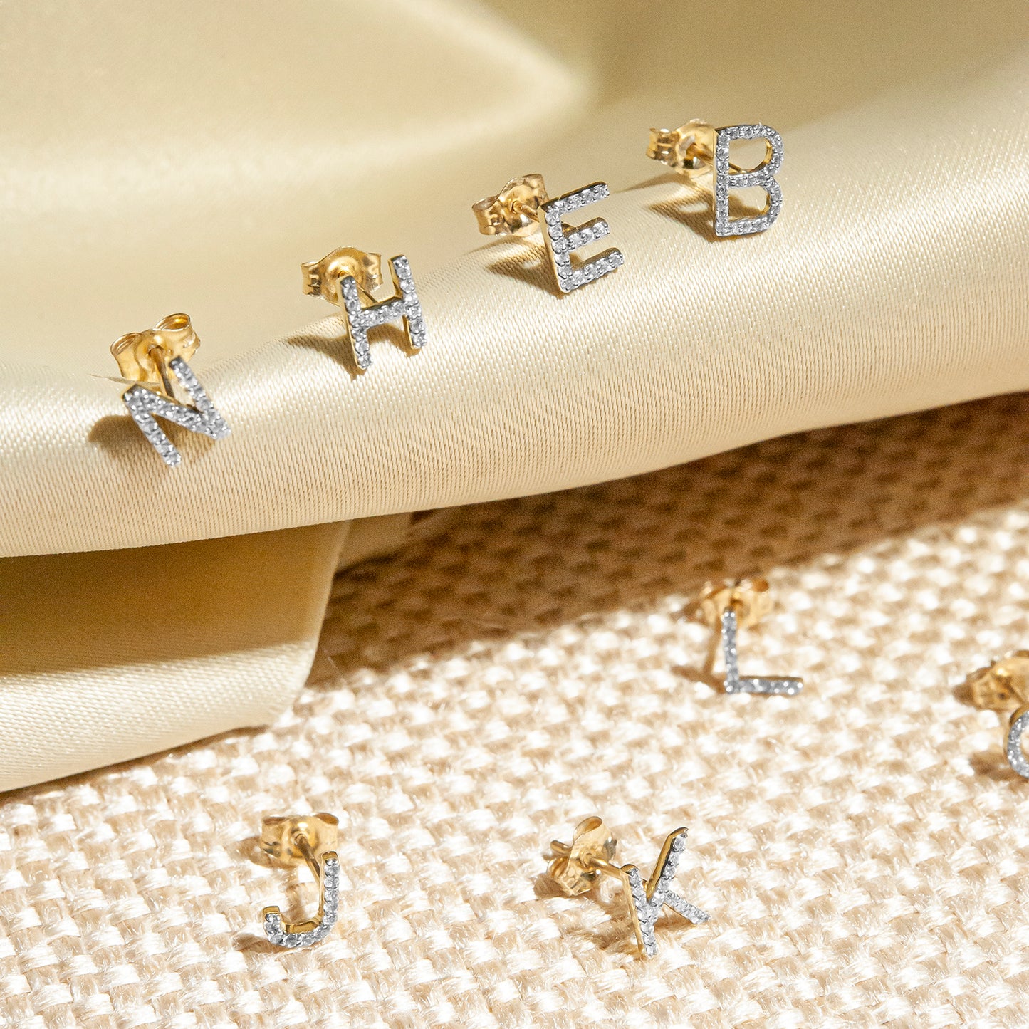 Single Initial Diamond Stud - E for Ear