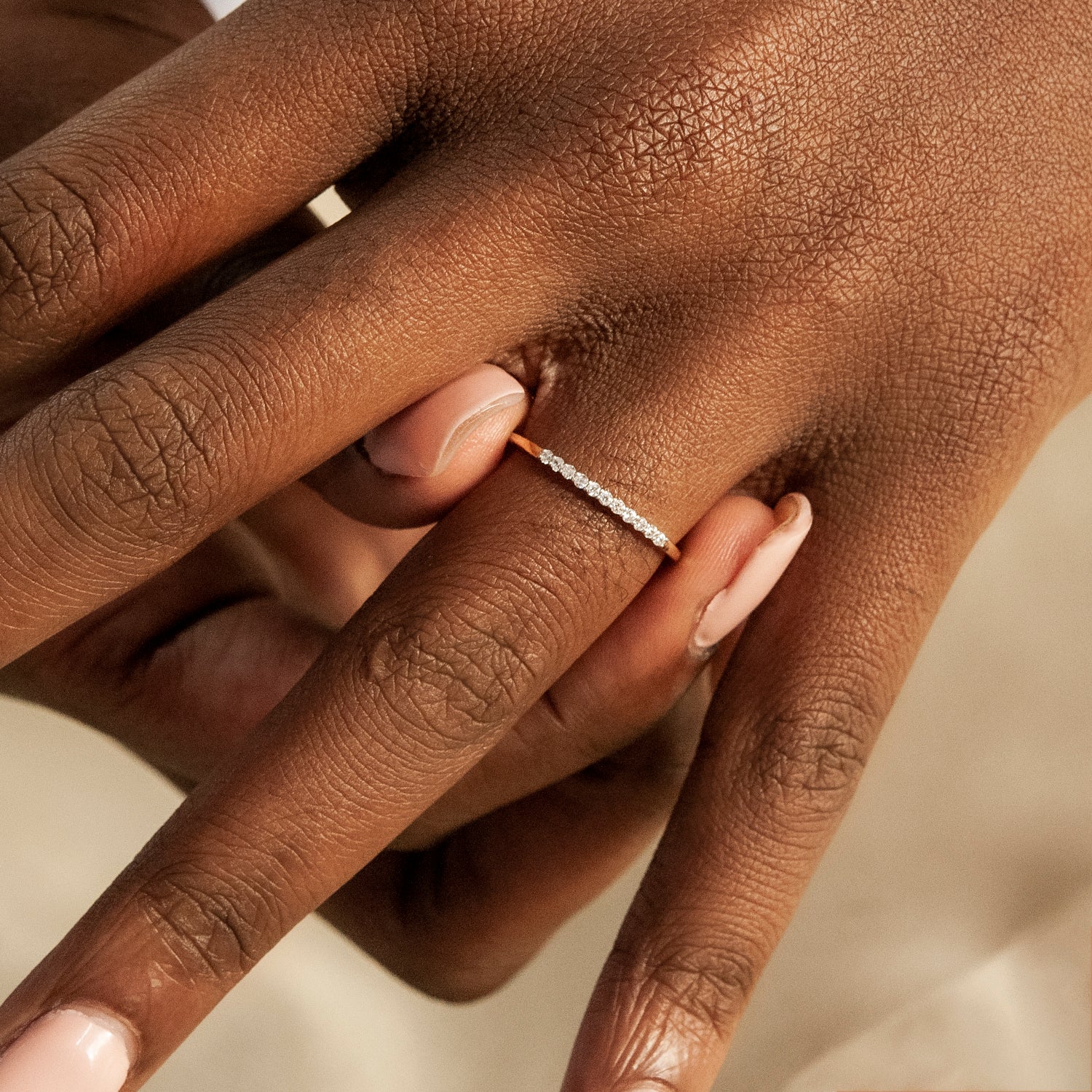 Roman Linear Diamond Ring for Hand