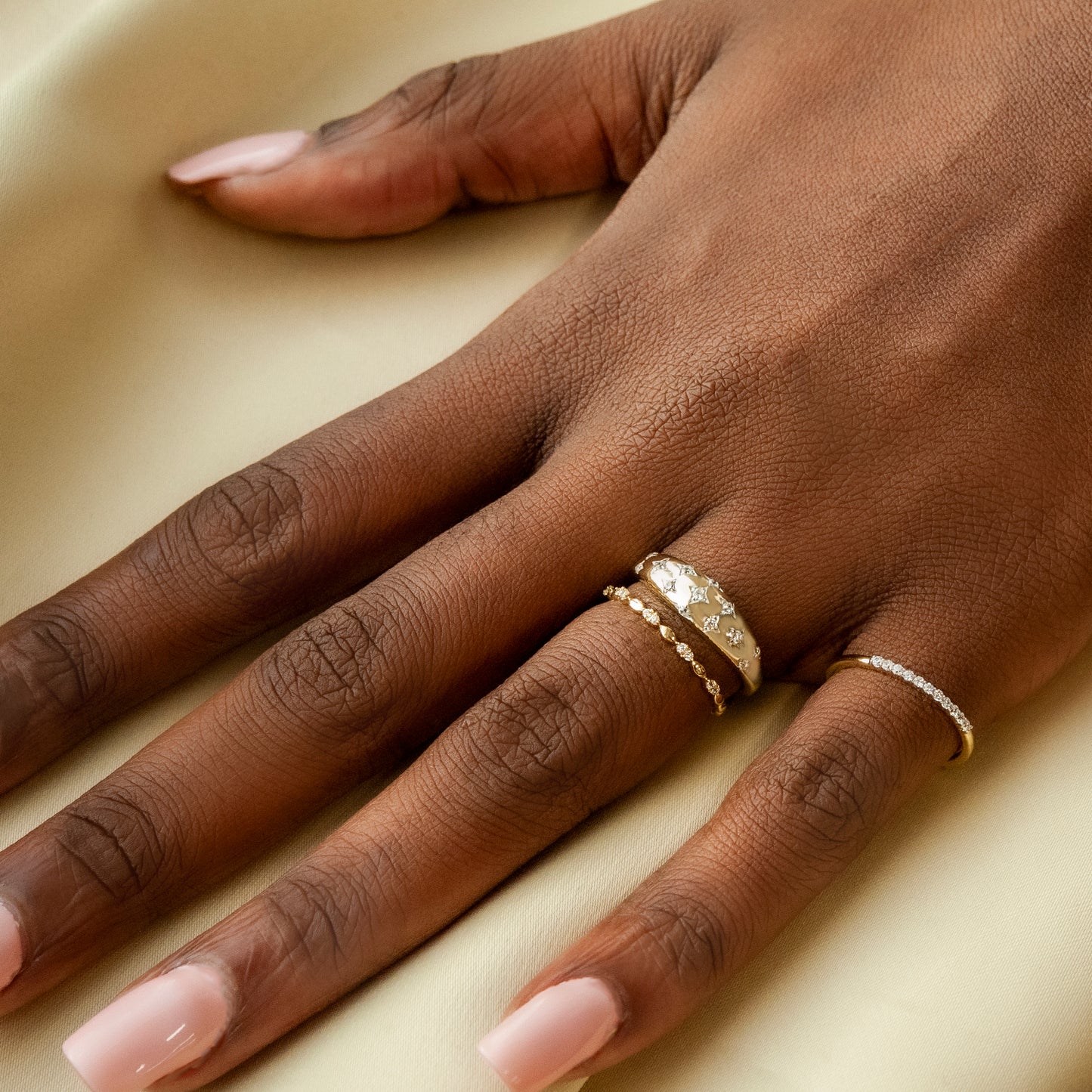 Rose Row Ring with Diamonds