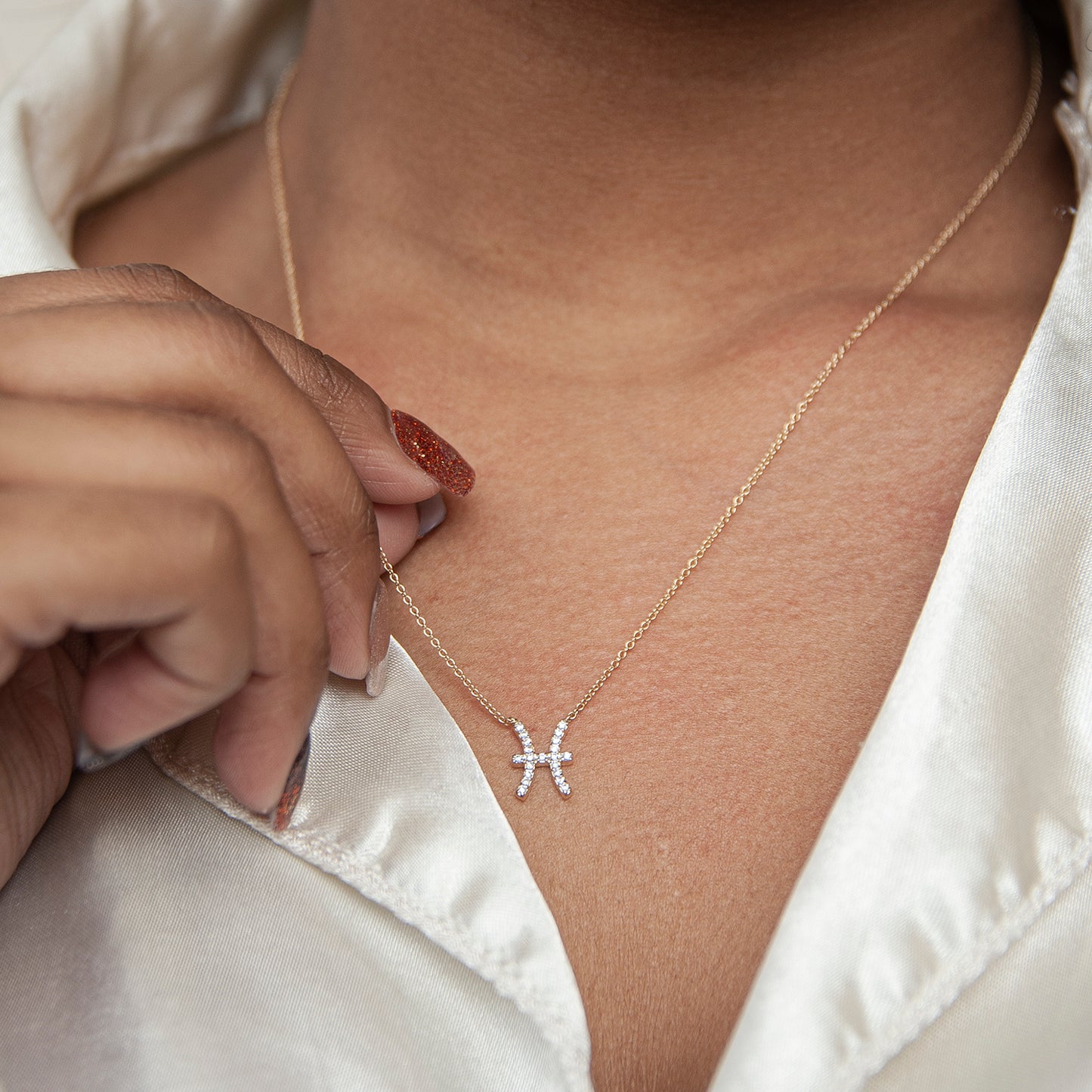 Pisces Zodiac Diamond Necklace for Neck