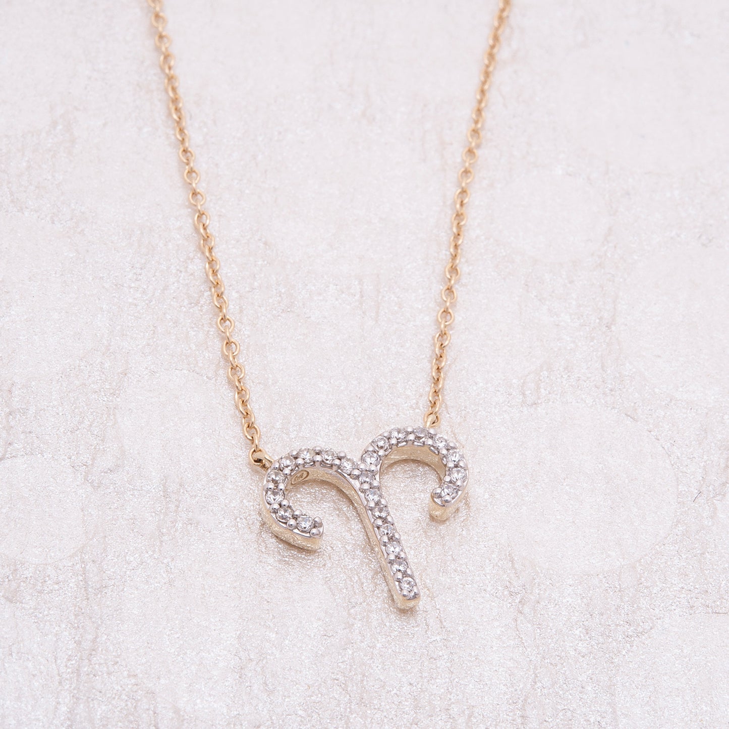Aries Zodiac Diamond Necklace in Gold