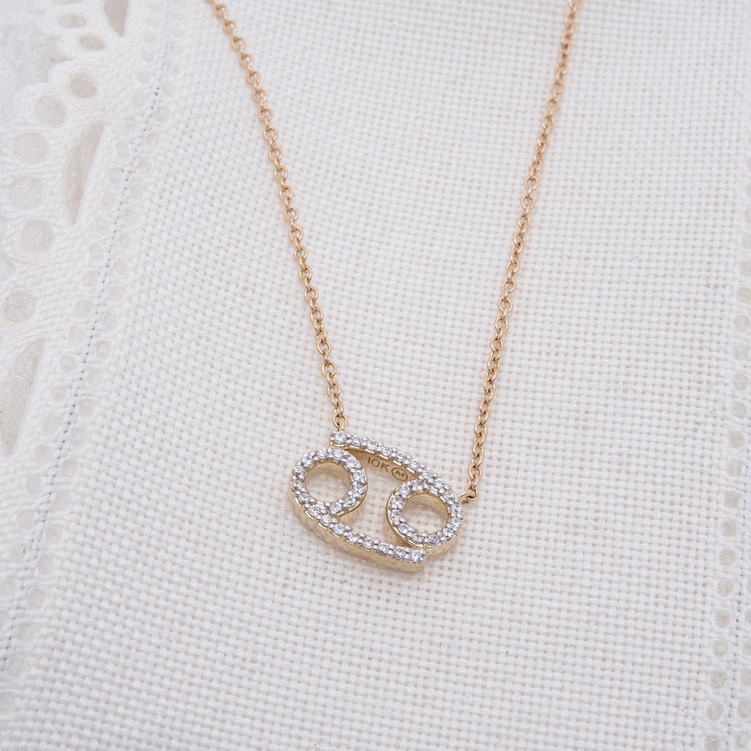 Cancer Zodiac Diamond Necklace With Gold Chain