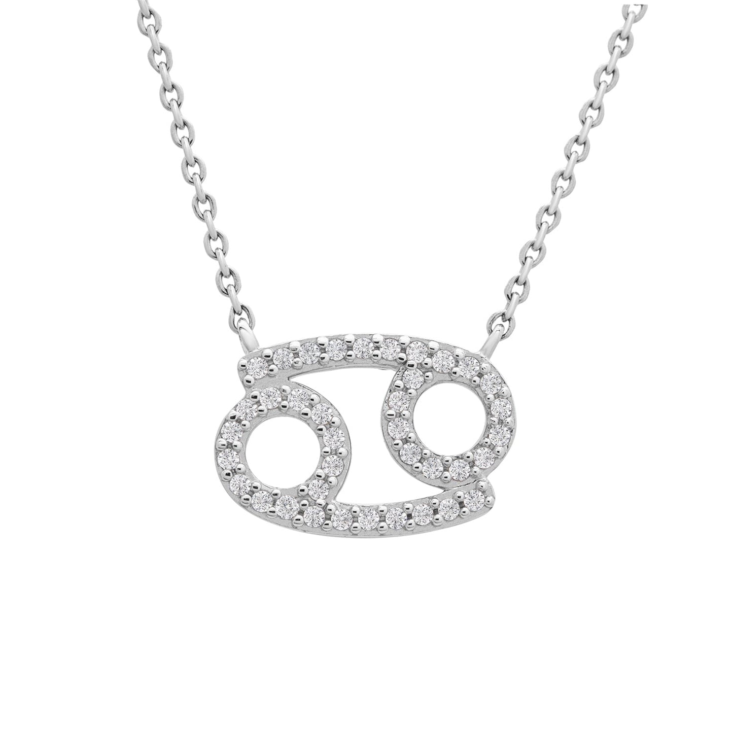 Cancer Zodiac Diamond Necklace With Silver Chain