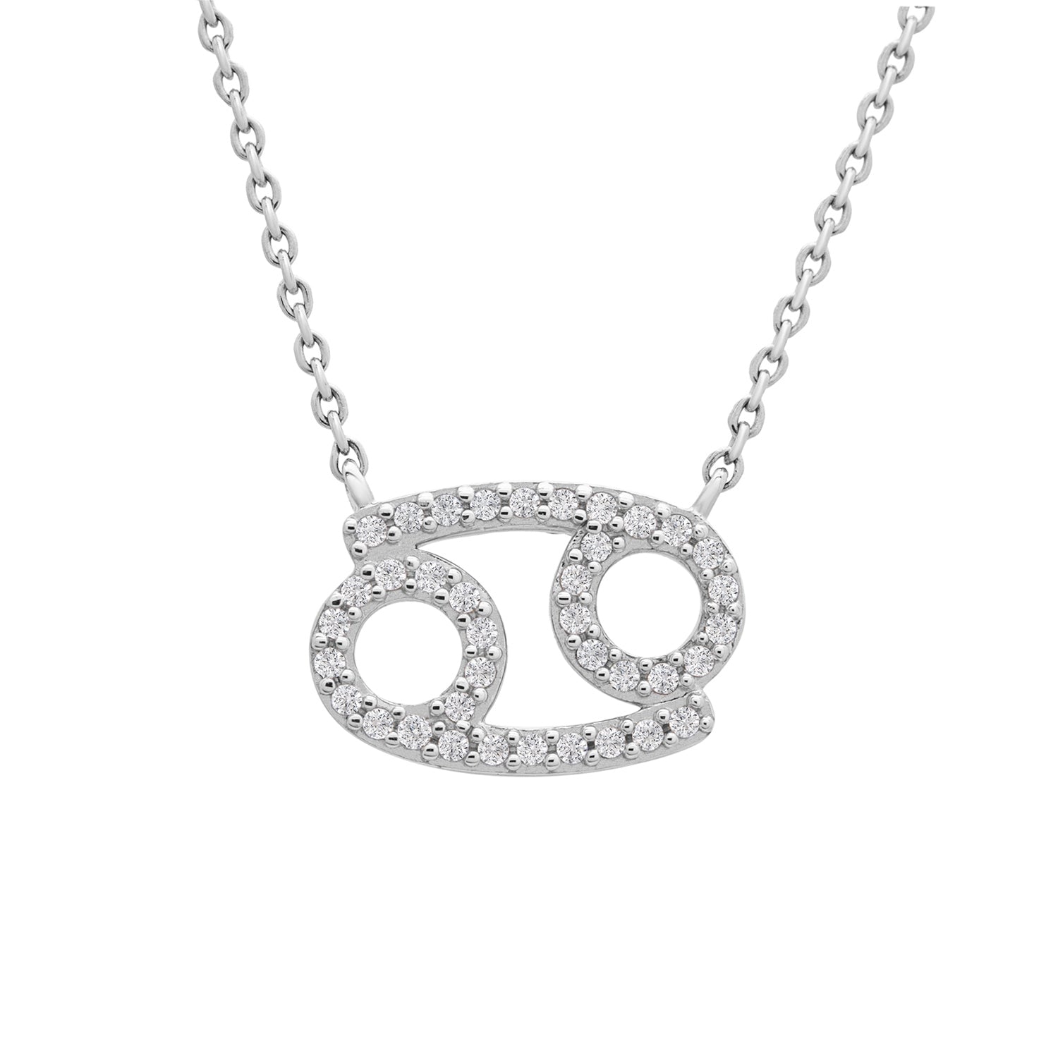 Cancer Zodiac Diamond Necklace With Silver Chain